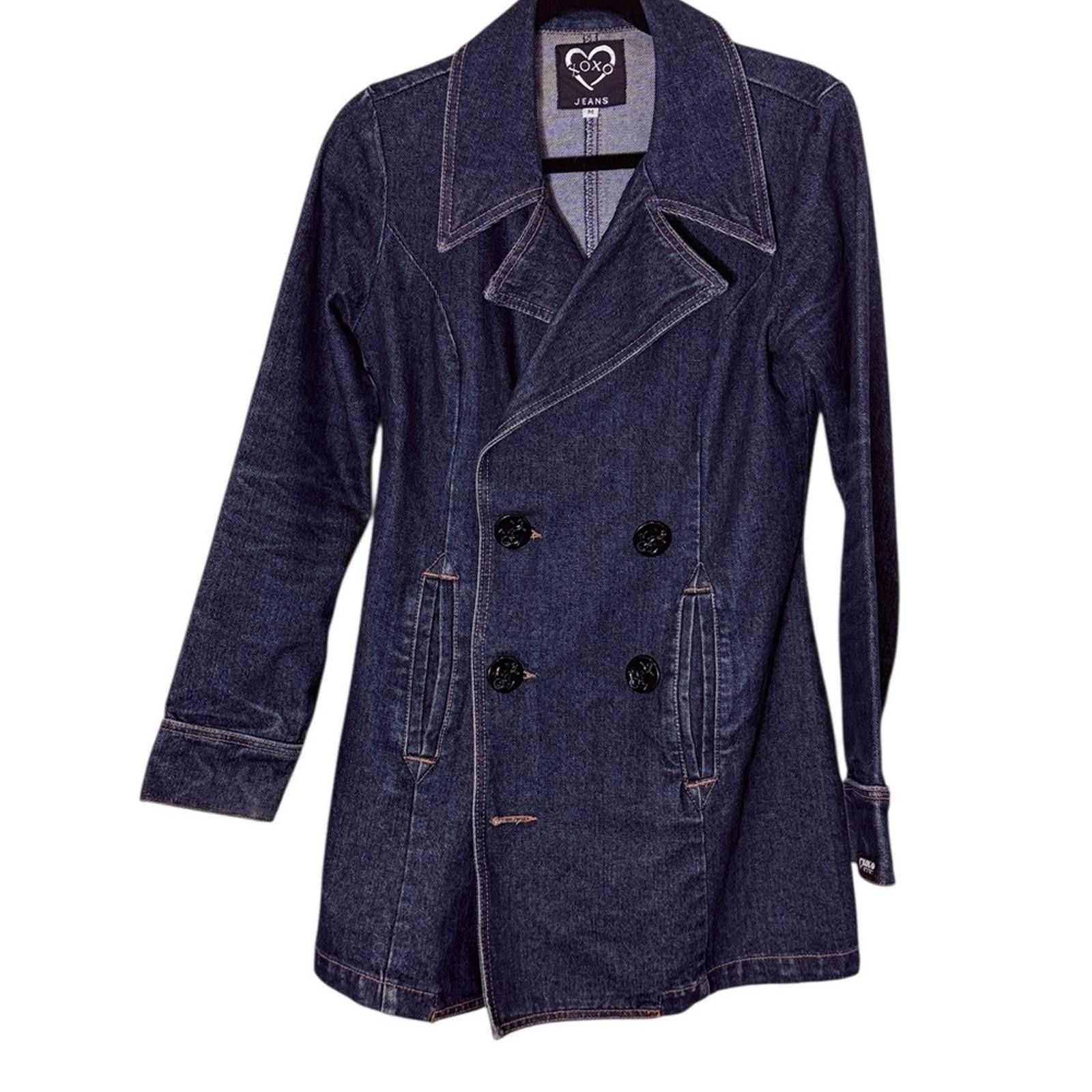 XOXO XOXO Dark Blue Double Breasted Denim Jacket sz M w/Flaw Size M / US 6-8 / IT 42-44 - 1 Thumbnail