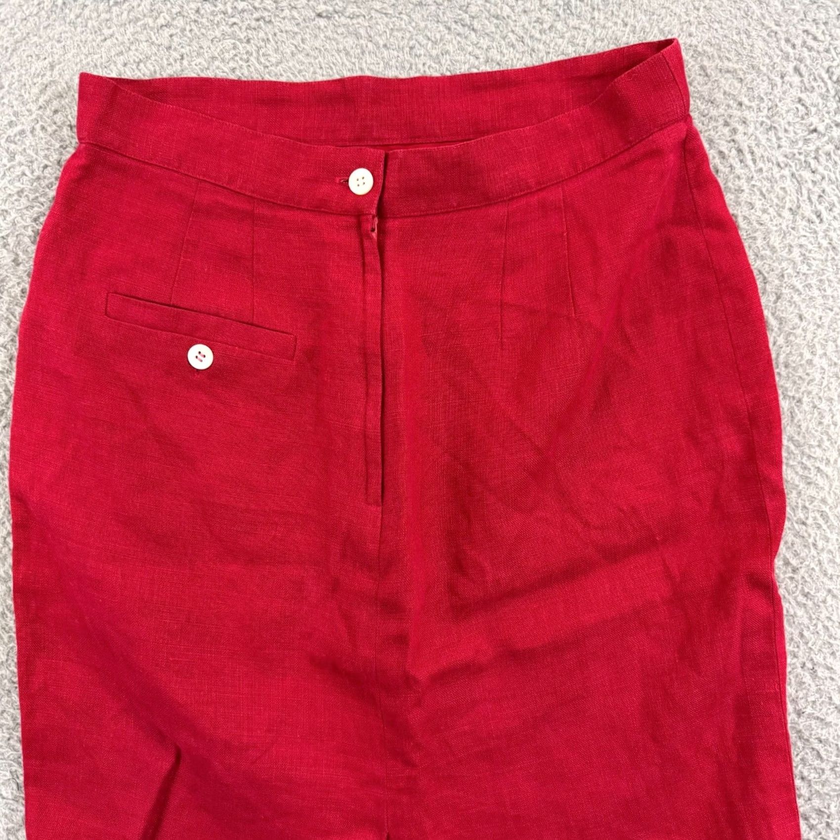 Brooks Brothers VINTAGE Brooks Brothers Skirt Womens 12 Red Pencil Irish Linen 80s Knee Length Size 34" / US 12 / IT 48 - 3 Thumbnail