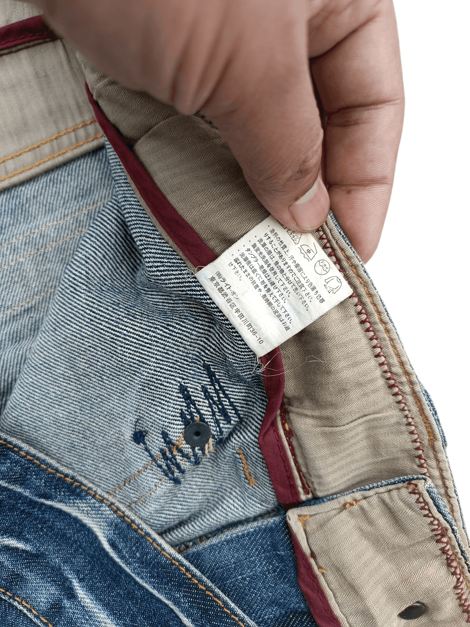 Japanese Brand × Vintage FYEE 💥 Back Number Distressed Whiskers Faded Denim Size US 34 / EU 50 - 9 Thumbnail