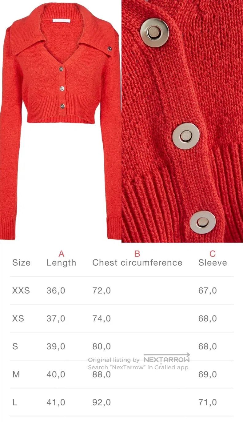 Helmut Lang HELMUT LANG Red Lapel Pure Cotton Short Cardigan Size S / US 4 / IT 40 - 6 Thumbnail