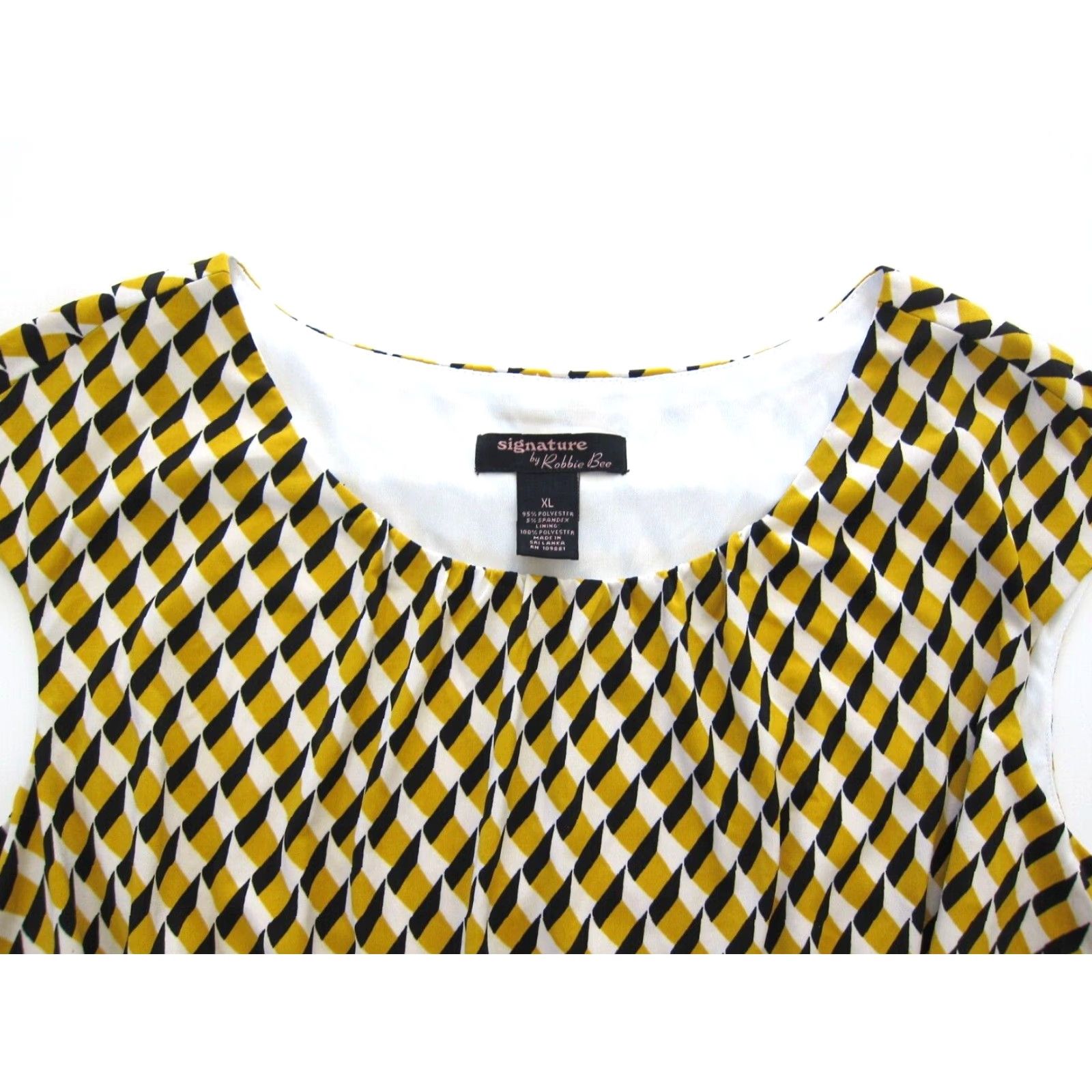 Vintage Signature Robbie Bee Yellow Black Geometric Stretch Cap Sleeve Sheath Dress XL Size XL / US 12-14 / IT 48-50 - 7 Thumbnail