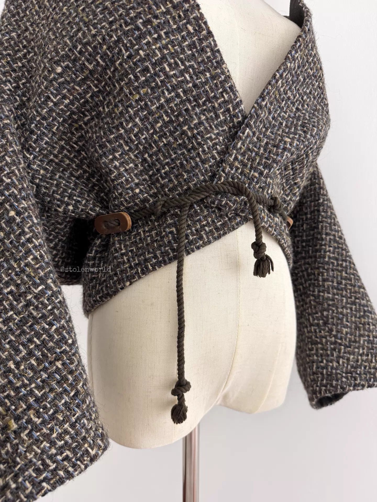 Y's Y's Yohji Wool Tweed Drawstring Short Jacket S2 Size XS / US 0-2 / IT 36-38 - 4 Thumbnail