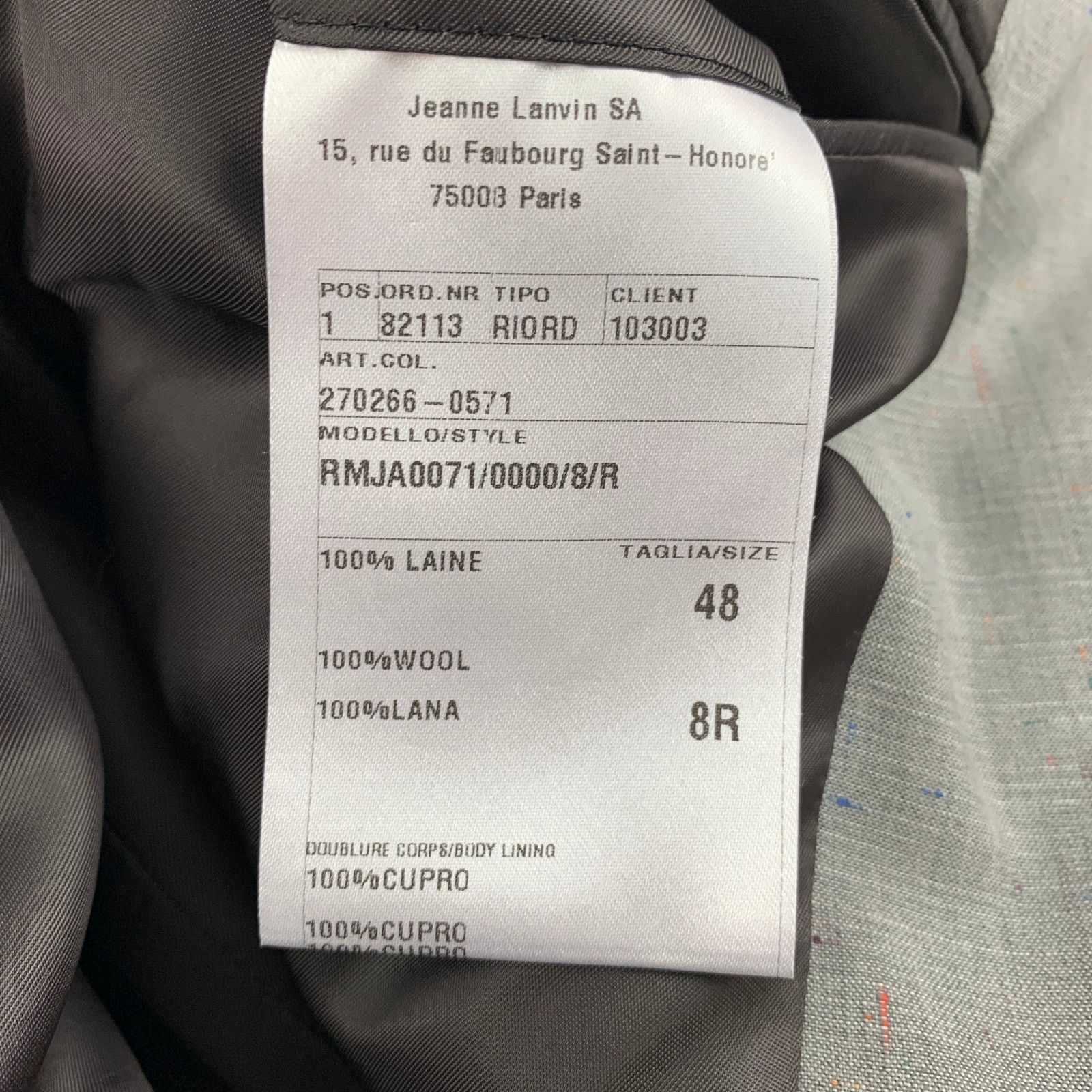 Lanvin Light Grey Heather Wool Notch Lapel Sport Coat Size 38R - 5 Thumbnail