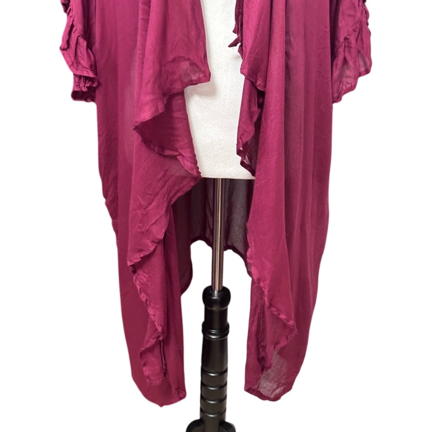 Other Abbeline Cardigan Sweater Dolman Ruffled Sleeves Burgundy OS Size L / US 10 / IT 46 - 3 Thumbnail
