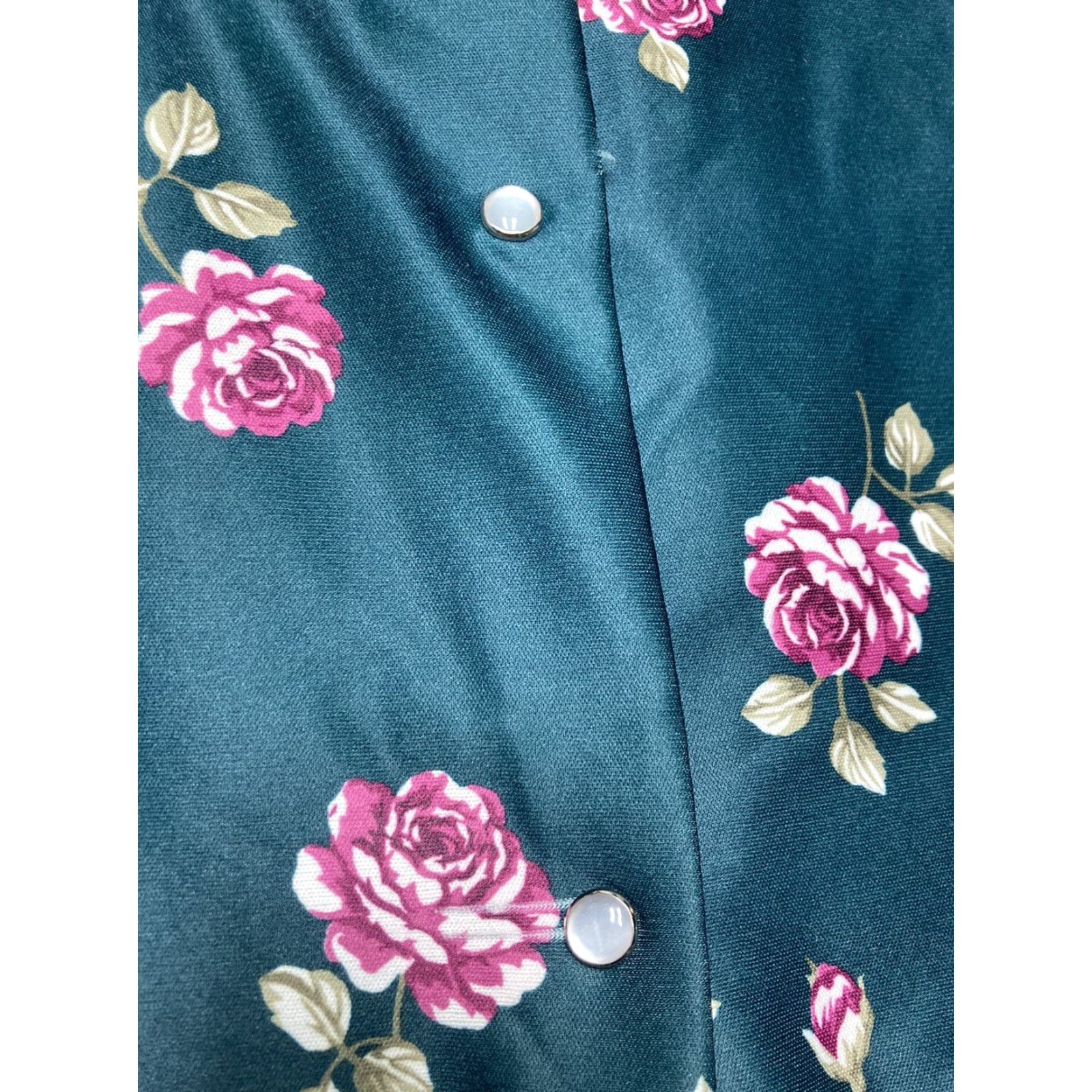 Vintage VINTAGE carriage court floral dress Pearl Snap flower rose made USA Womens M Green Dress Size M / US 6-8 / IT 42-44 - 4 Thumbnail