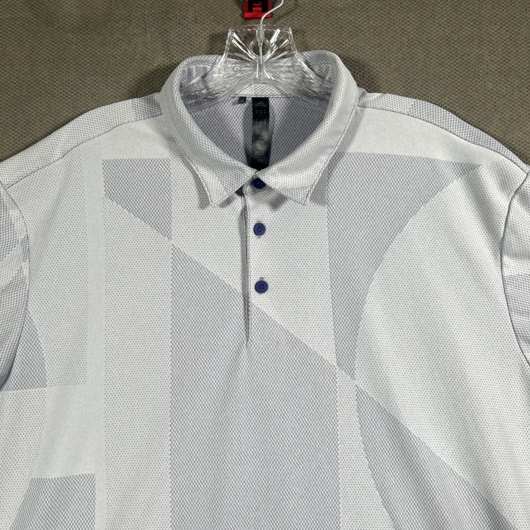 Adidas Adidas Jacquard Mens XL Gray Polyester Short Sleeve Polo Shirt Stretch Shirt Polo Size US XL / EU 56 / 4 - 2 Thumbnail