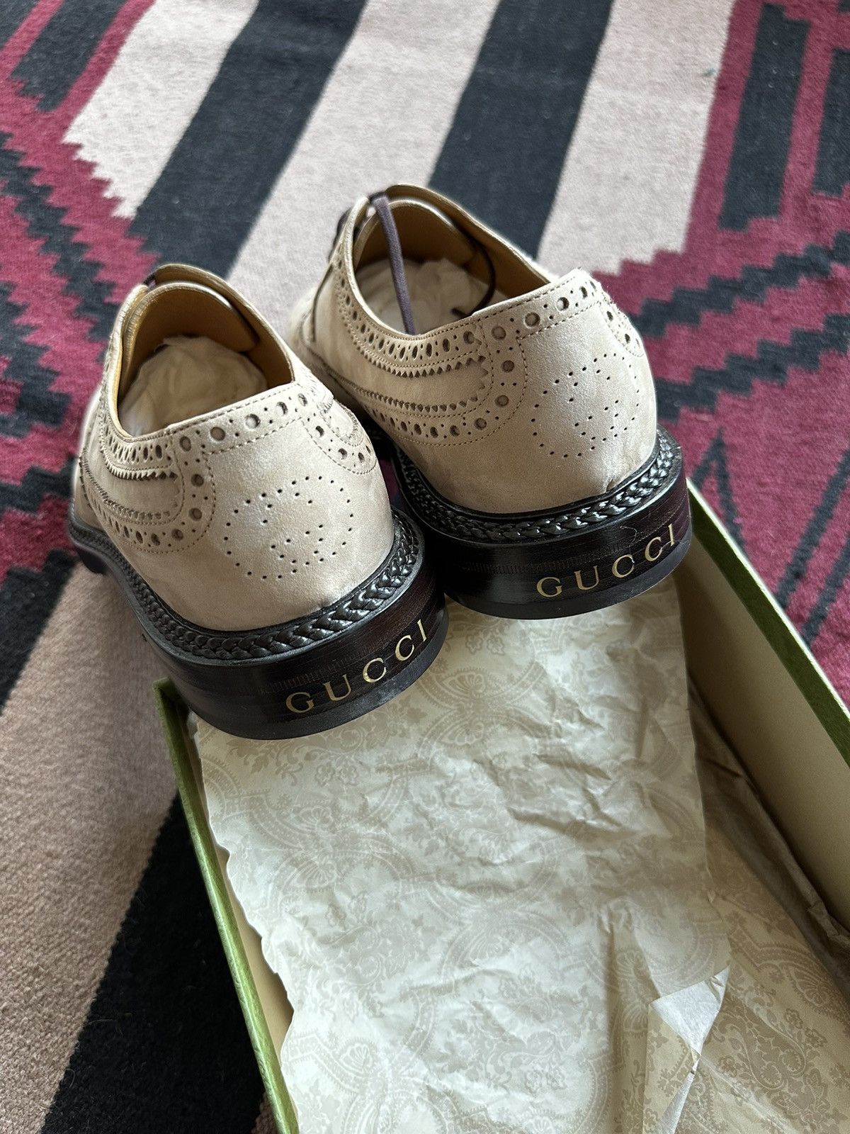 Gucci Gucci Suede Lasercut Accents Brogues Neutrals Oxfords Shoes Size US 10.5 / EU 43-44 - 15 Thumbnail