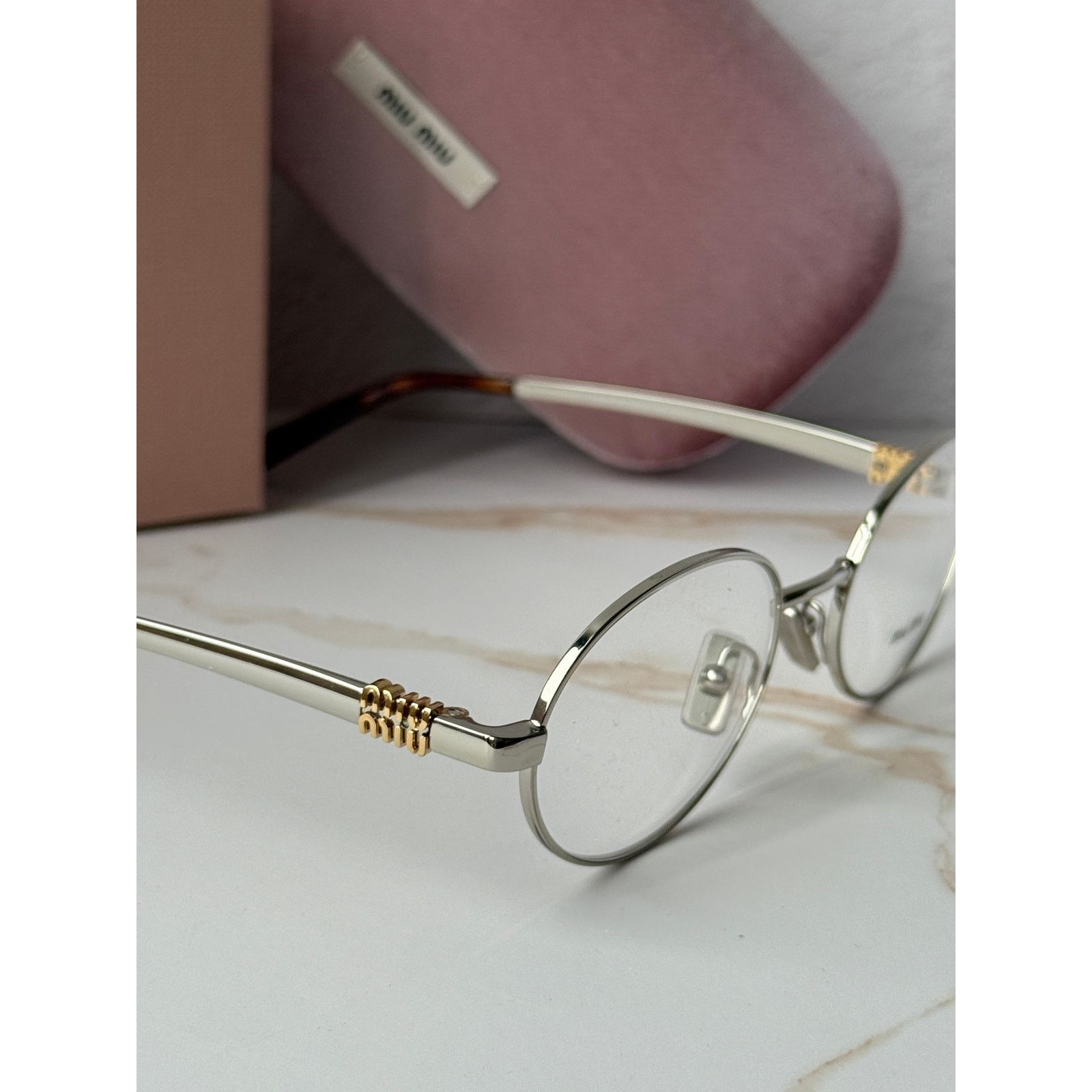 Miu Miu NEW Miu Miu M50ZV Silver Oval Metal Eyeglasses Frames Size ONE SIZE - 6 Thumbnail