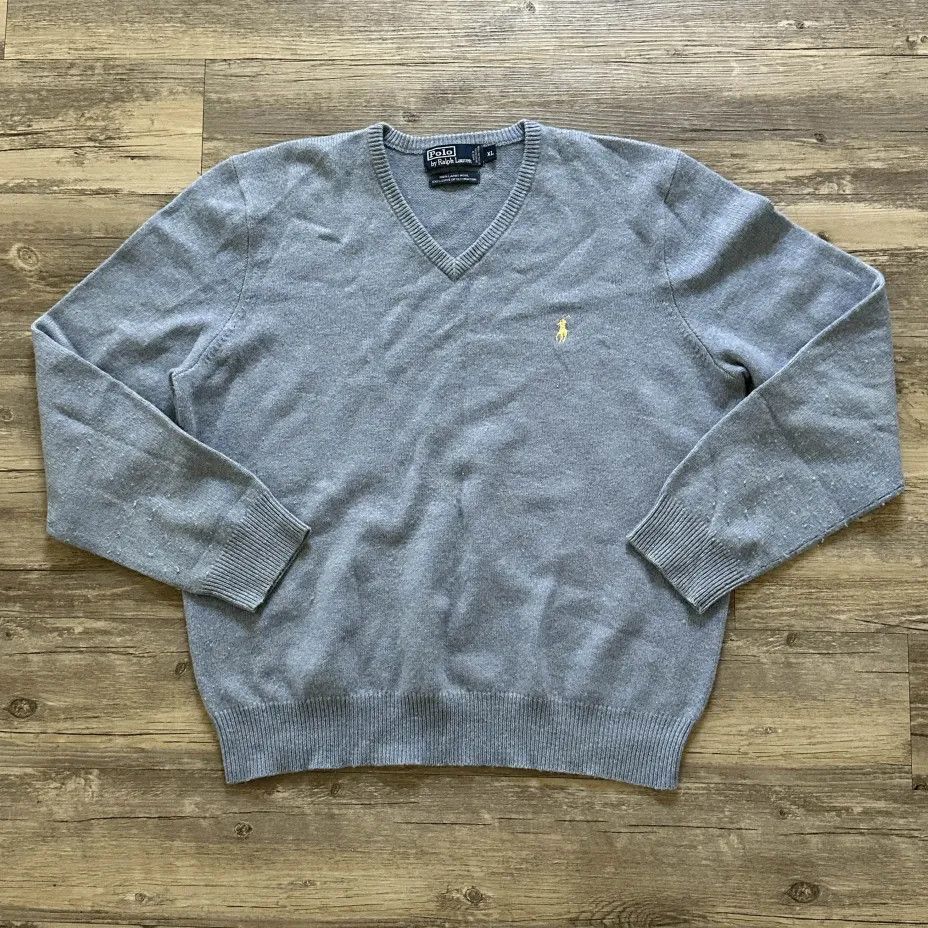 Polo Ralph Lauren Vintage Polo Ralph Lauren V-Neck Lambs Wool Knit Sweater Size US XL / EU 56 / 4 - 1 Thumbnail