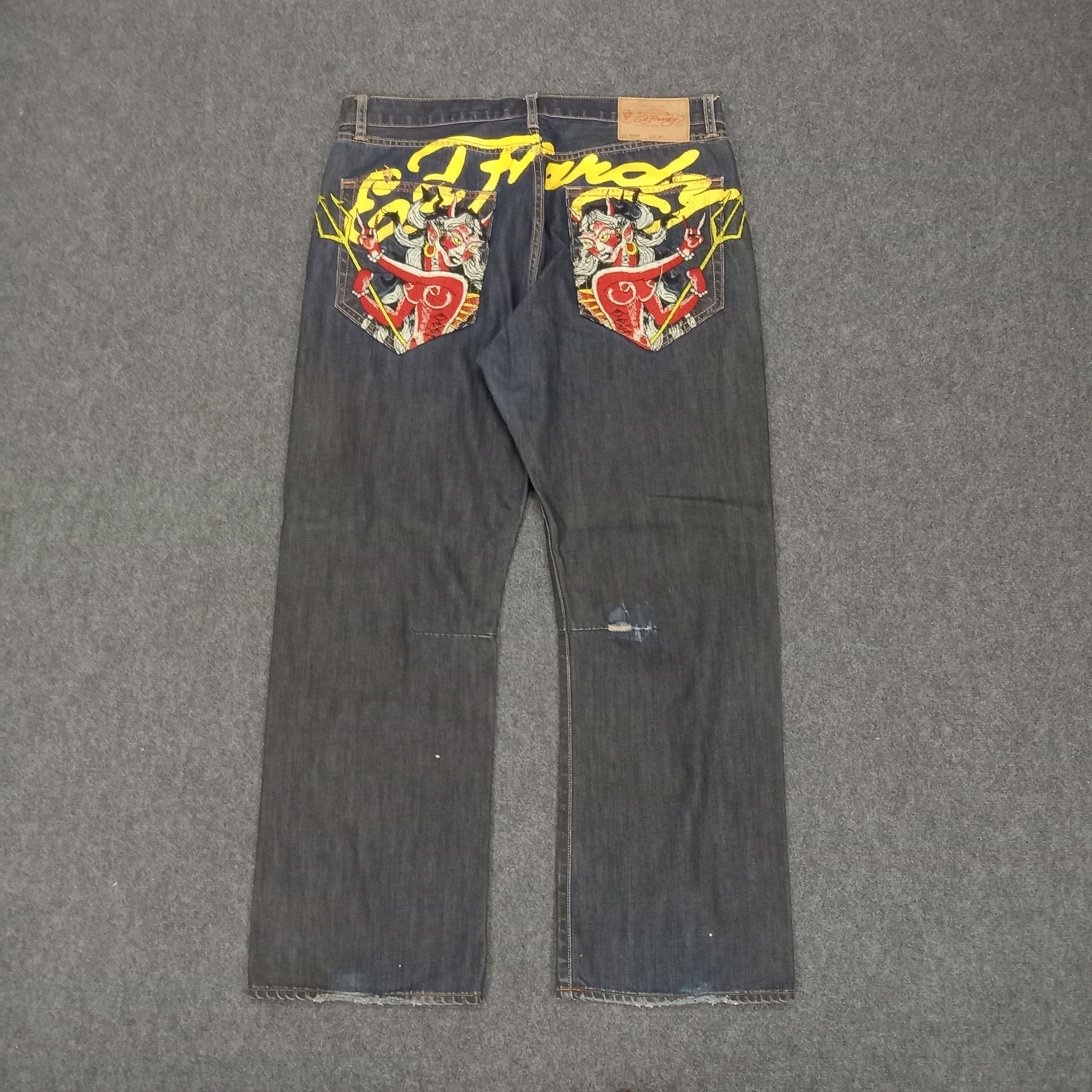 Christian Audigier Ed Hardy by Christian Audiger Art Style Denim Jeans Size US 39 - 1 Thumbnail