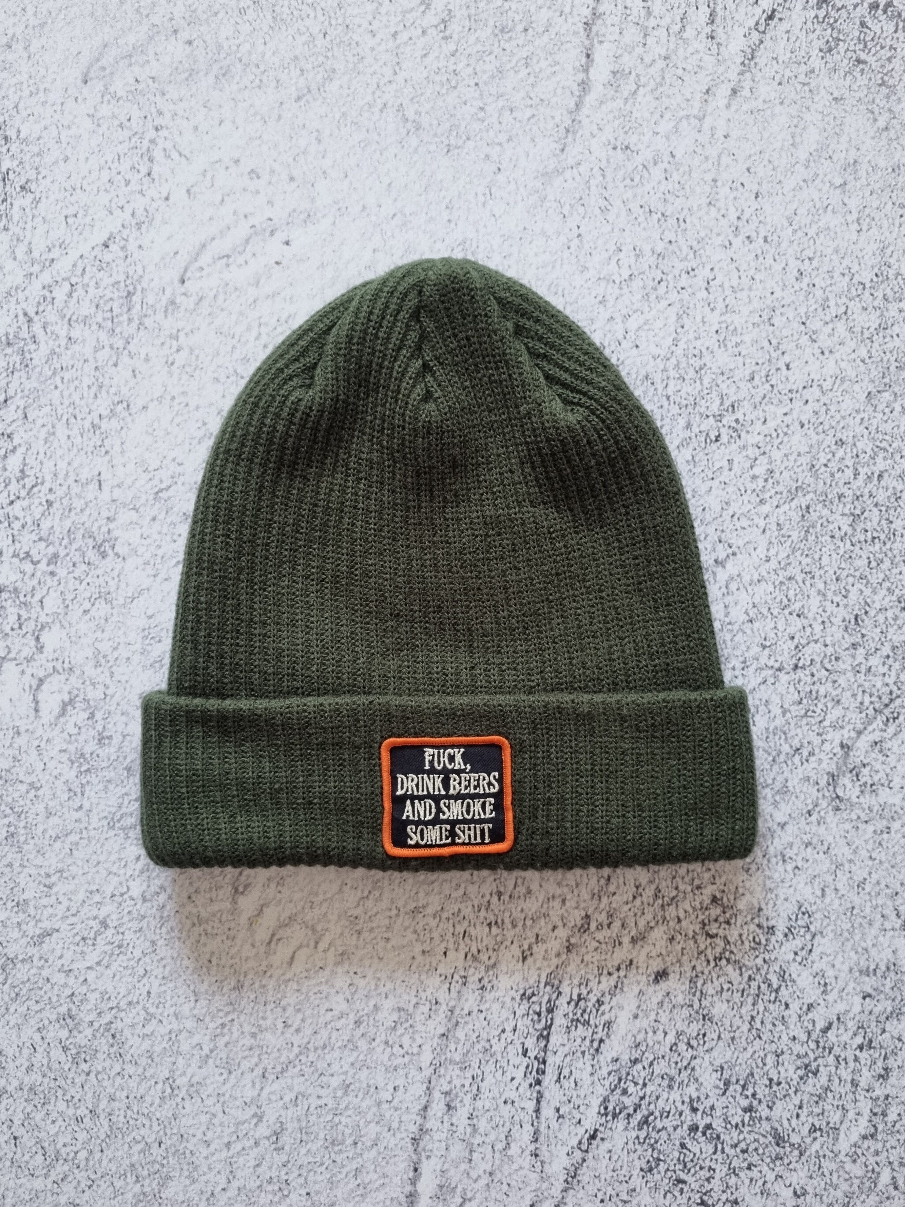 Vintage Vintage Humor Fuck Drink Smoke Beanie Hat Y2K Size ONE SIZE - 2 Thumbnail