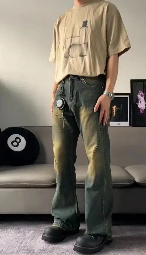 Designer × Japanese Brand × Vintage distressed grunge flared faded jeans Size US 33 - 1 Thumbnail