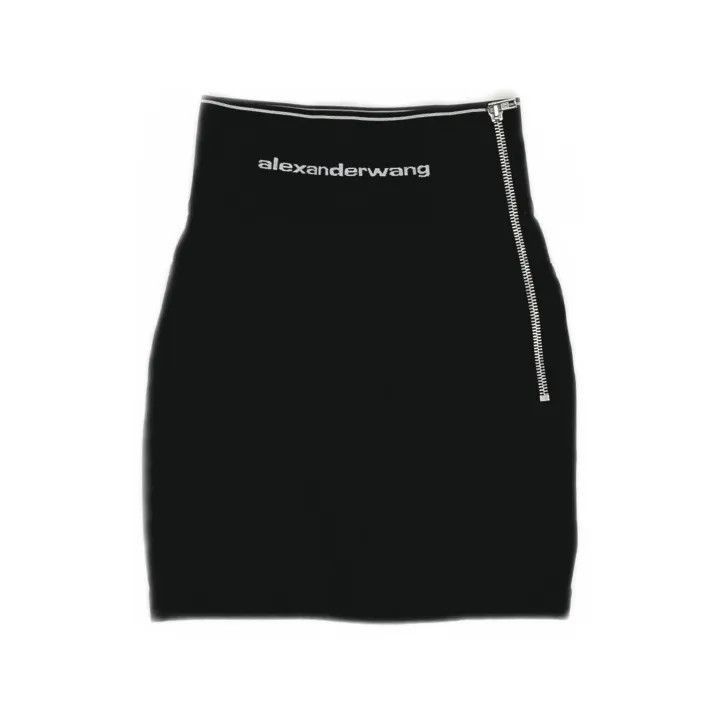 Alexander Wang Alexander Wang Black Ribbed Logo Mini Skirt - Size 22" - 2 Thumbnail