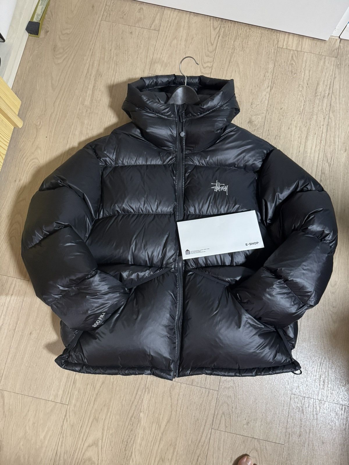 Stussy Micro Ripstop Down Parka in Black and Pink 800 full | Grailed