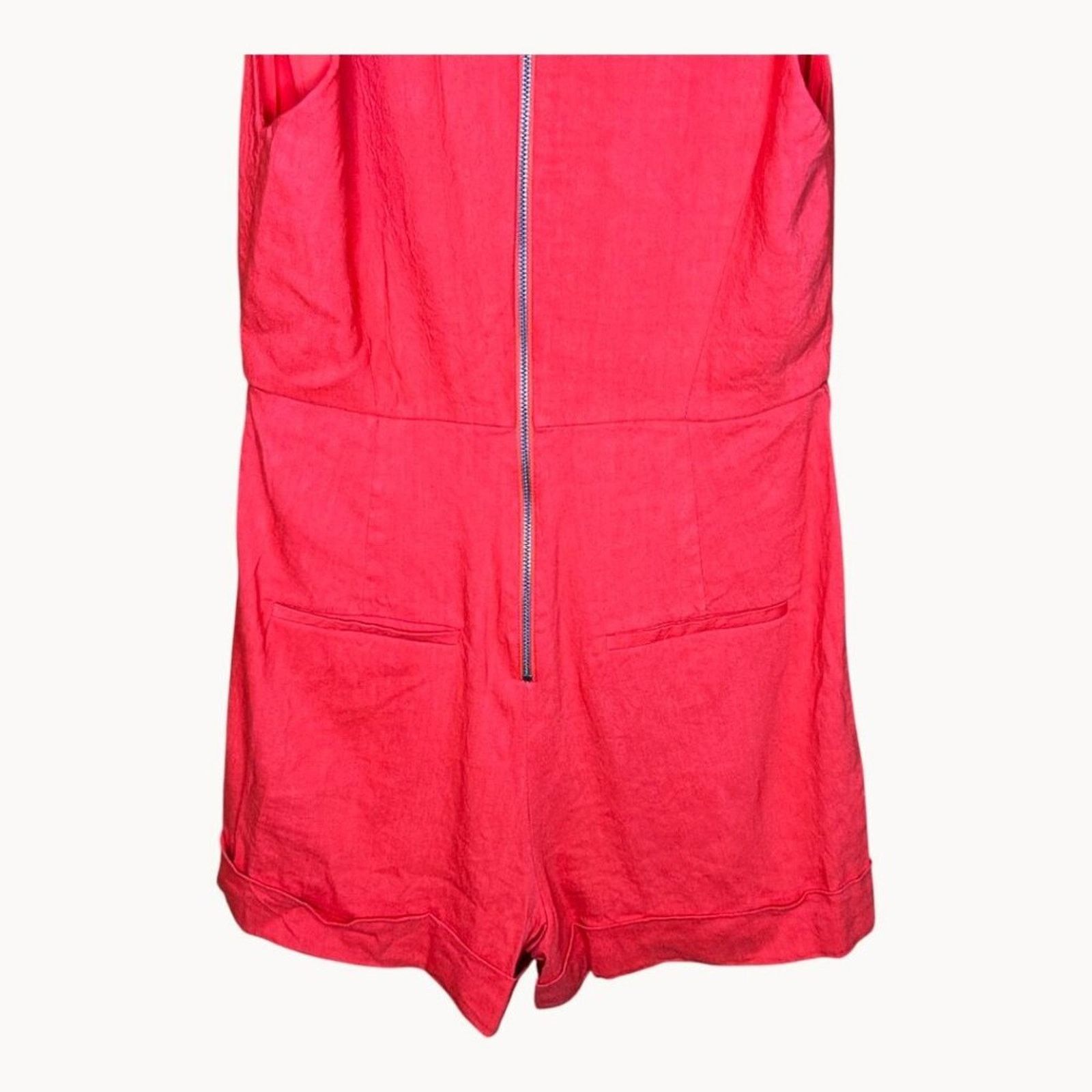 Alice + Olivia ALICE + OLIVIA Meritt Pleated Linen Romper Size 26" / US 2 / IT 38 - 6 Thumbnail