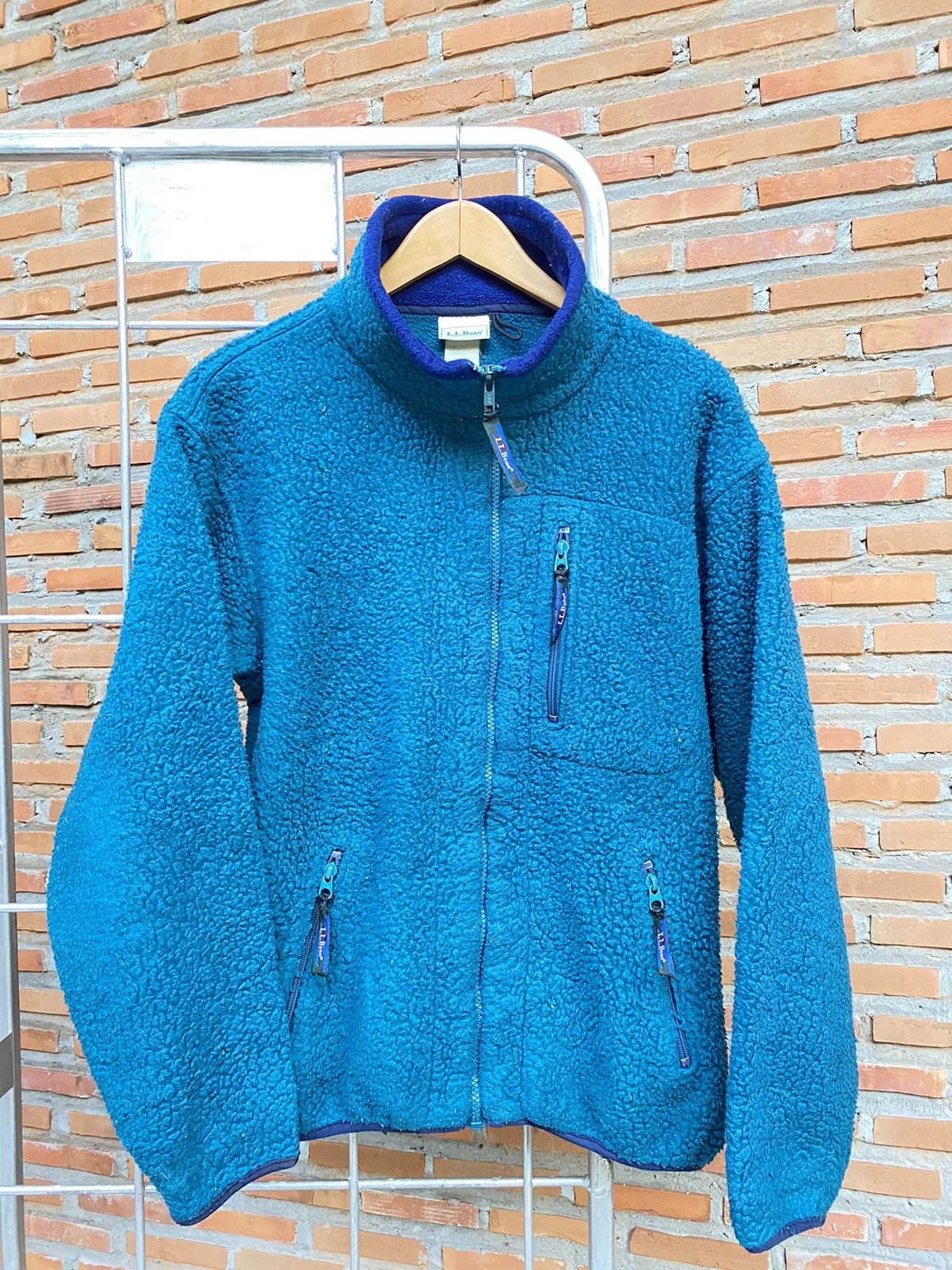 LL Bean fleece sherpa ocean blue jacket