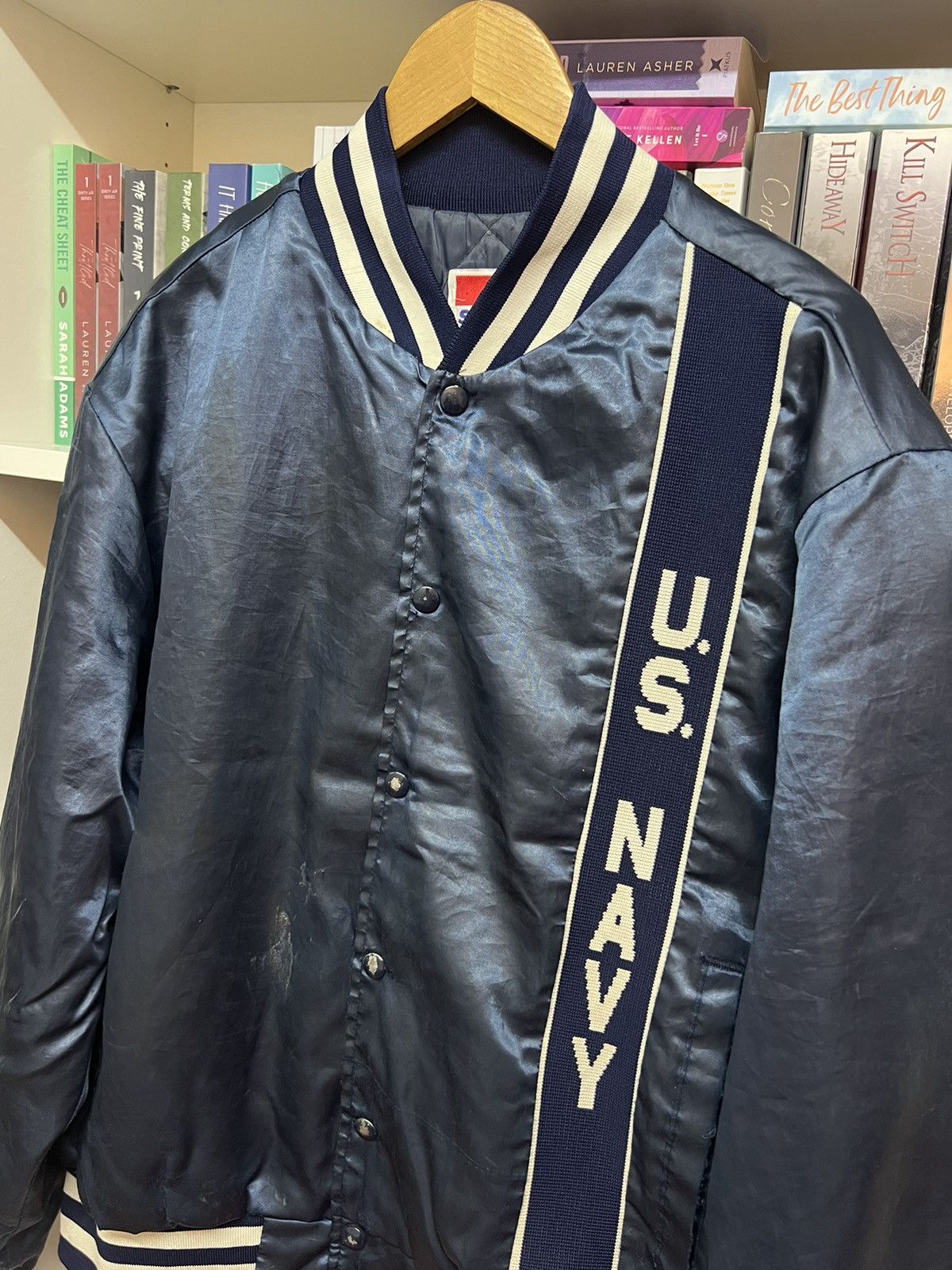 Vintage 80s USA NAVY Varsity Jacket Size US XL / EU 56 / 4 - 2 Thumbnail