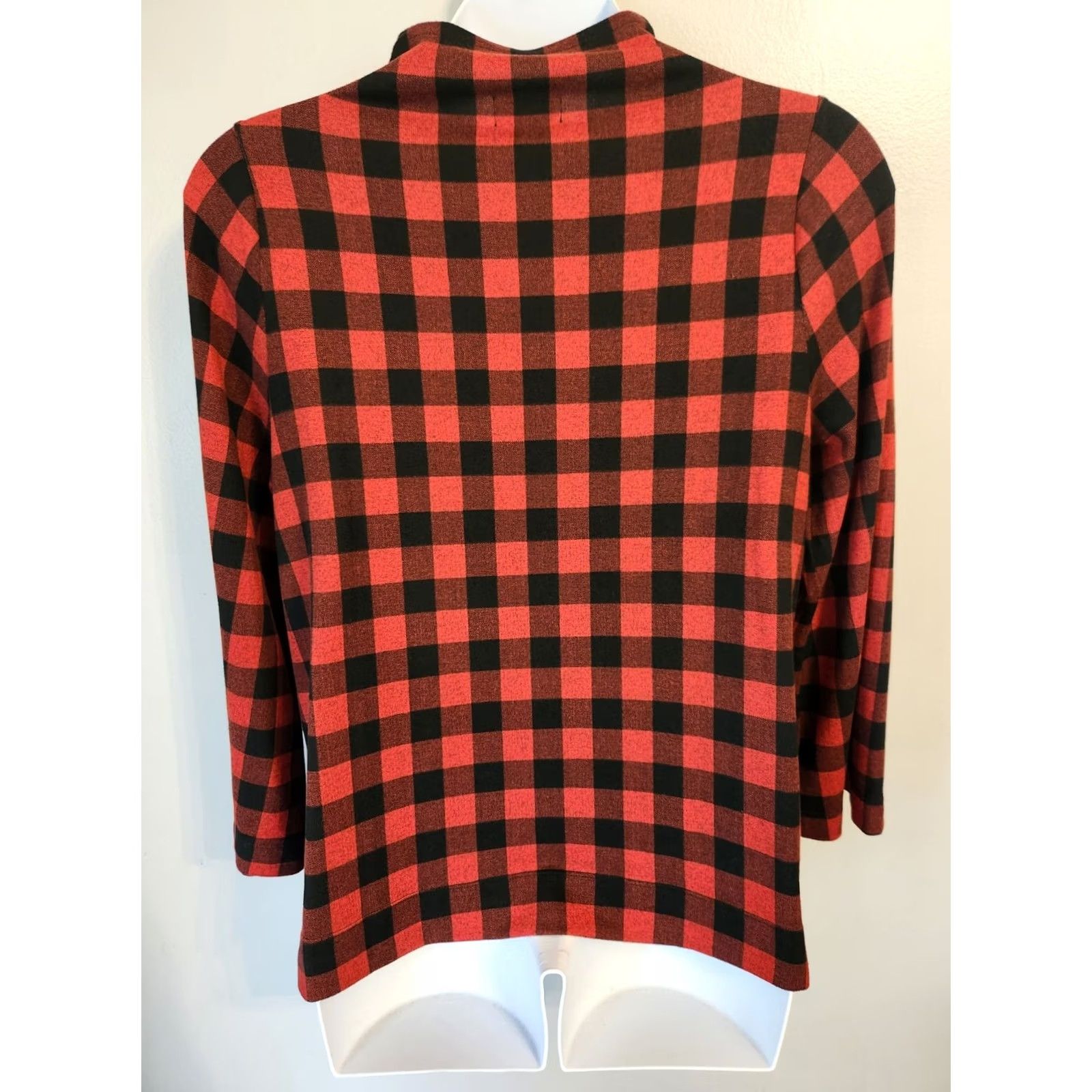 Vintage Lane Bryant Top Womens 14/16 Mock Turtleneck Red Black Buffalo Check Size XL / US 12-14 / IT 48-50 - 4 Thumbnail