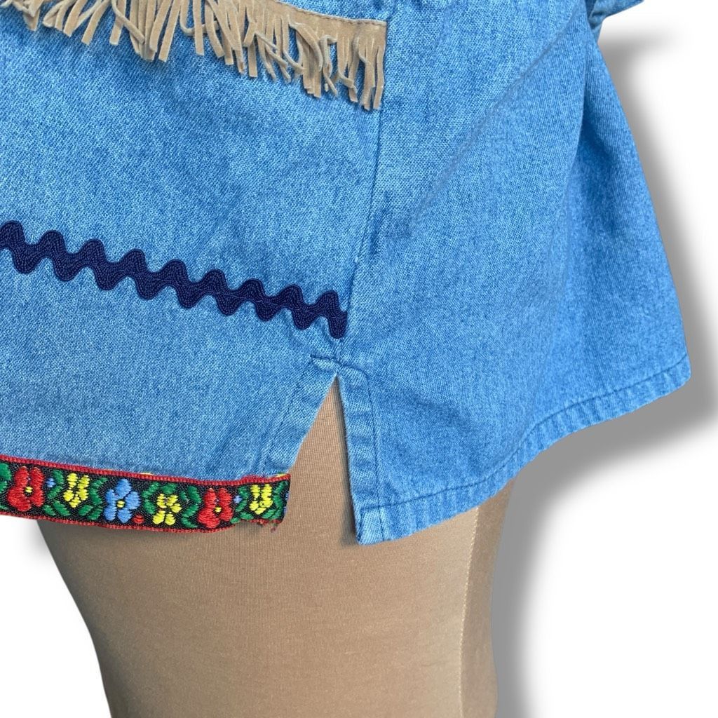 Vintage Upcycled Vintage Victoria Jones Sleeveless Denim Shirt Fring Size XXL / US 16-18 / IT 52-54 - 3 Thumbnail