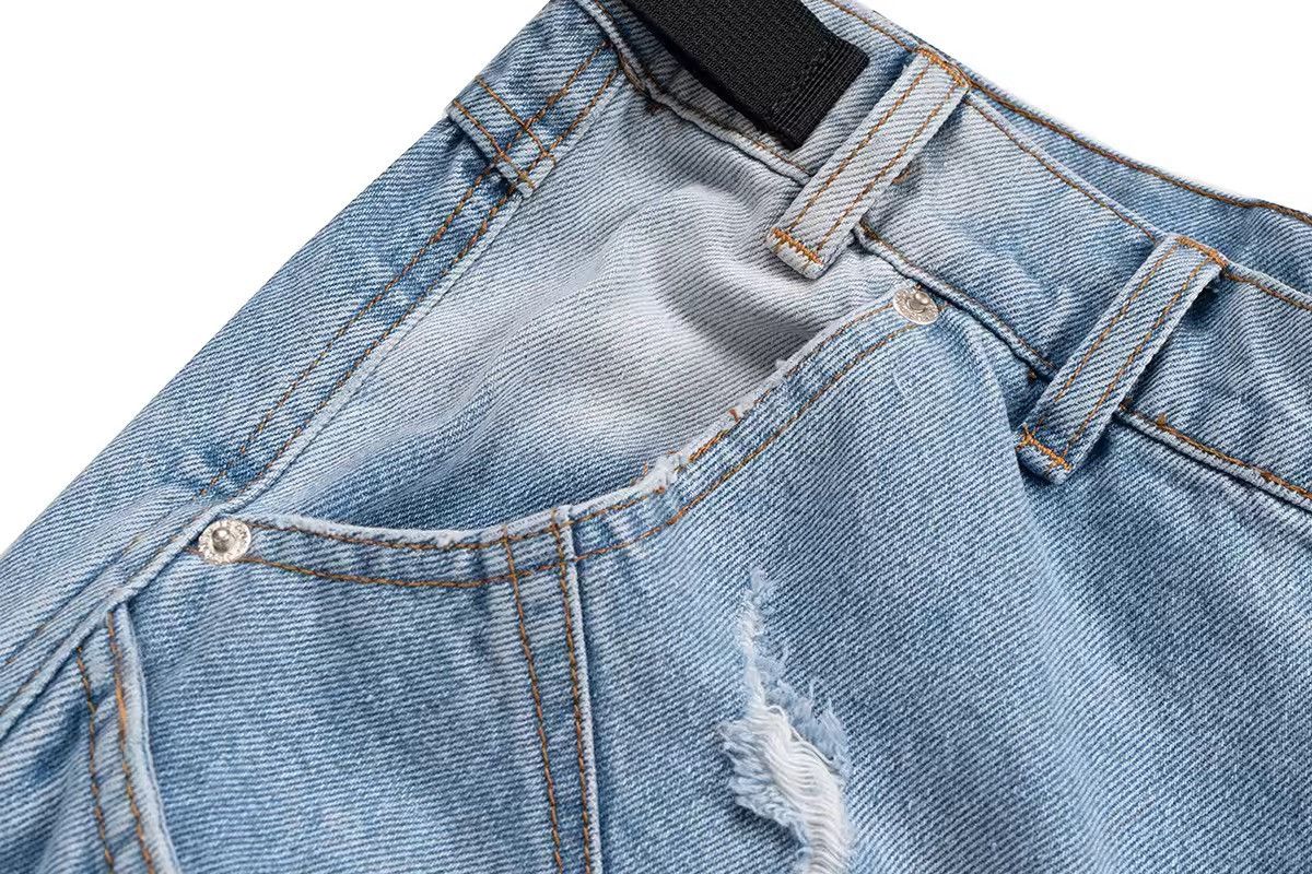 Japanese Brand × Jean Washed Distressed Tassel Quarter Jeans Shorts Size US 33 - 6 Thumbnail