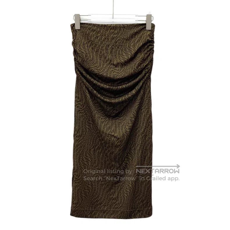 Fendi Fendi Dark brown logo letter full-print zip-up tube dress Size S / US 4 / IT 40 - 2 Thumbnail