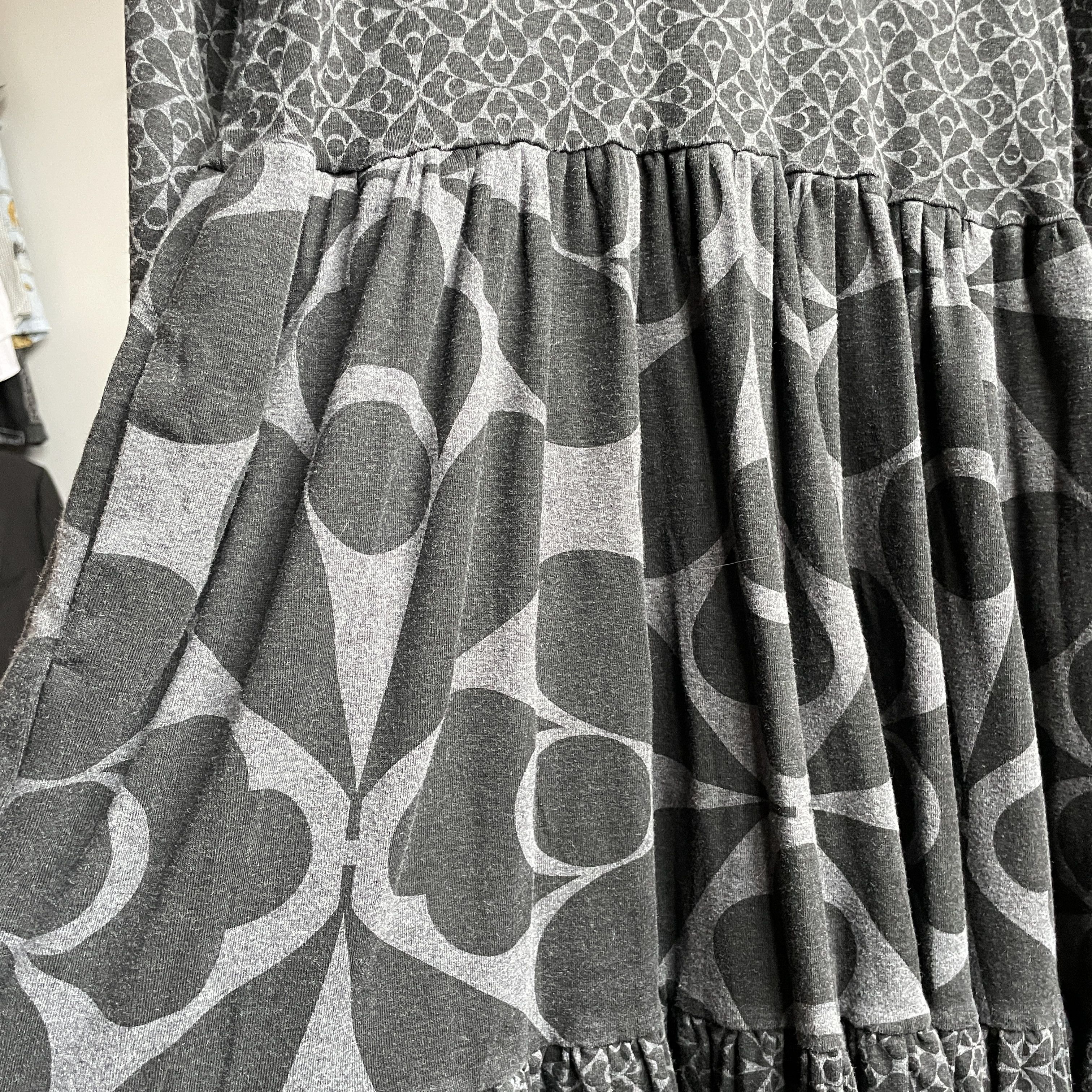 Orla Kiely Orla Kiely Mock Neck Long Sleeve Cotton Flared Midi Dress Size S / US 4 / IT 40 - 8 Thumbnail