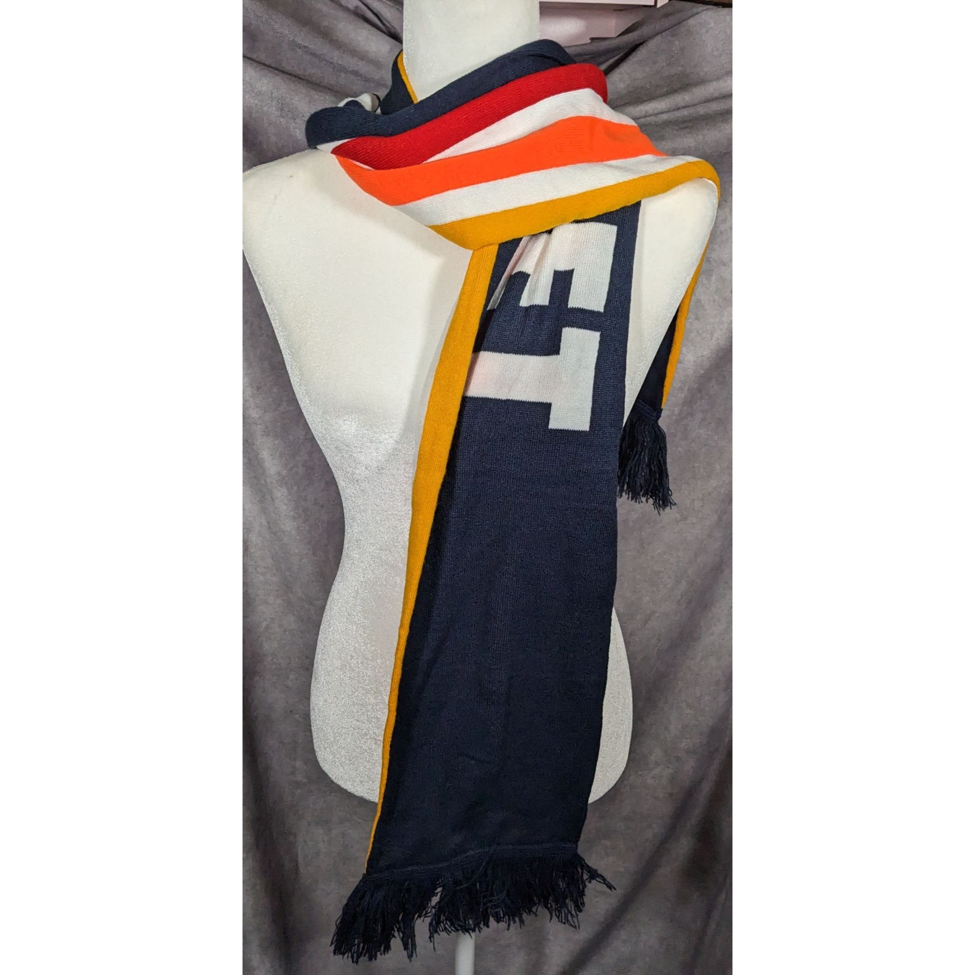 Other Town Pool Nantucket Navy And Striped Reversible Winter Scarf Size ONE SIZE - 8 Thumbnail