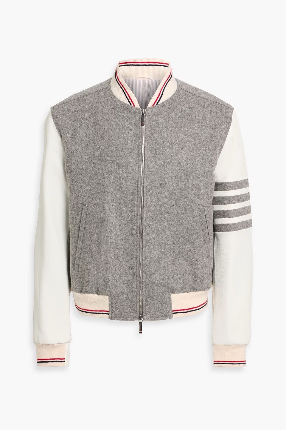 Thom Browne THOM BROWNE Striped leather and wool bomber jacket Size US S / EU 44-46 / 1 - 11 Thumbnail