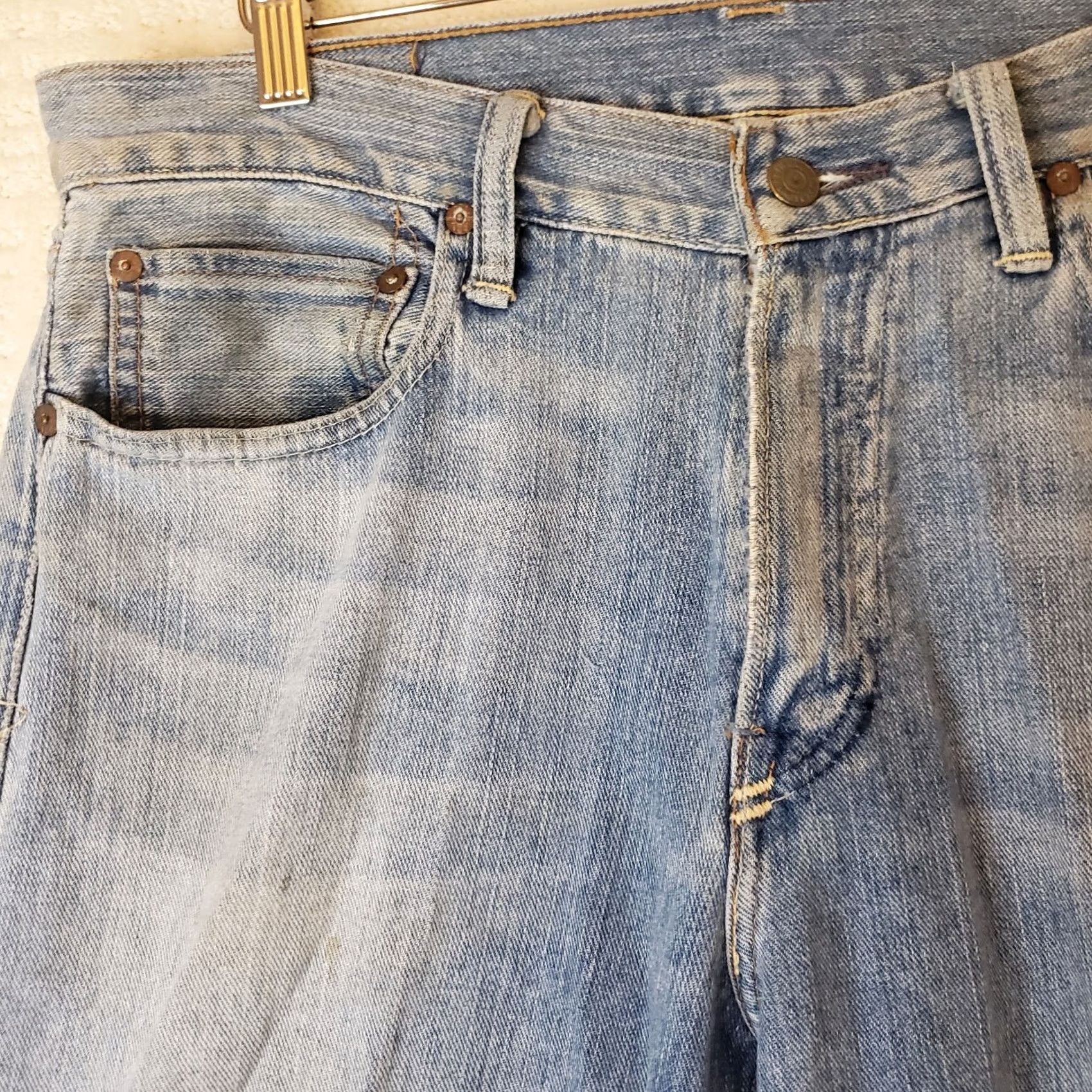 Polo Ralph Lauren Polo Ralph Lauren Jeans Men's 33x30 Relaxed Fit Thomson Lightly Distressed Denim Blue 5-Pocket Logo Belt Loops Solid Distressed Classic Mens Size US XS / EU 42 / 0 - 7 Thumbnail