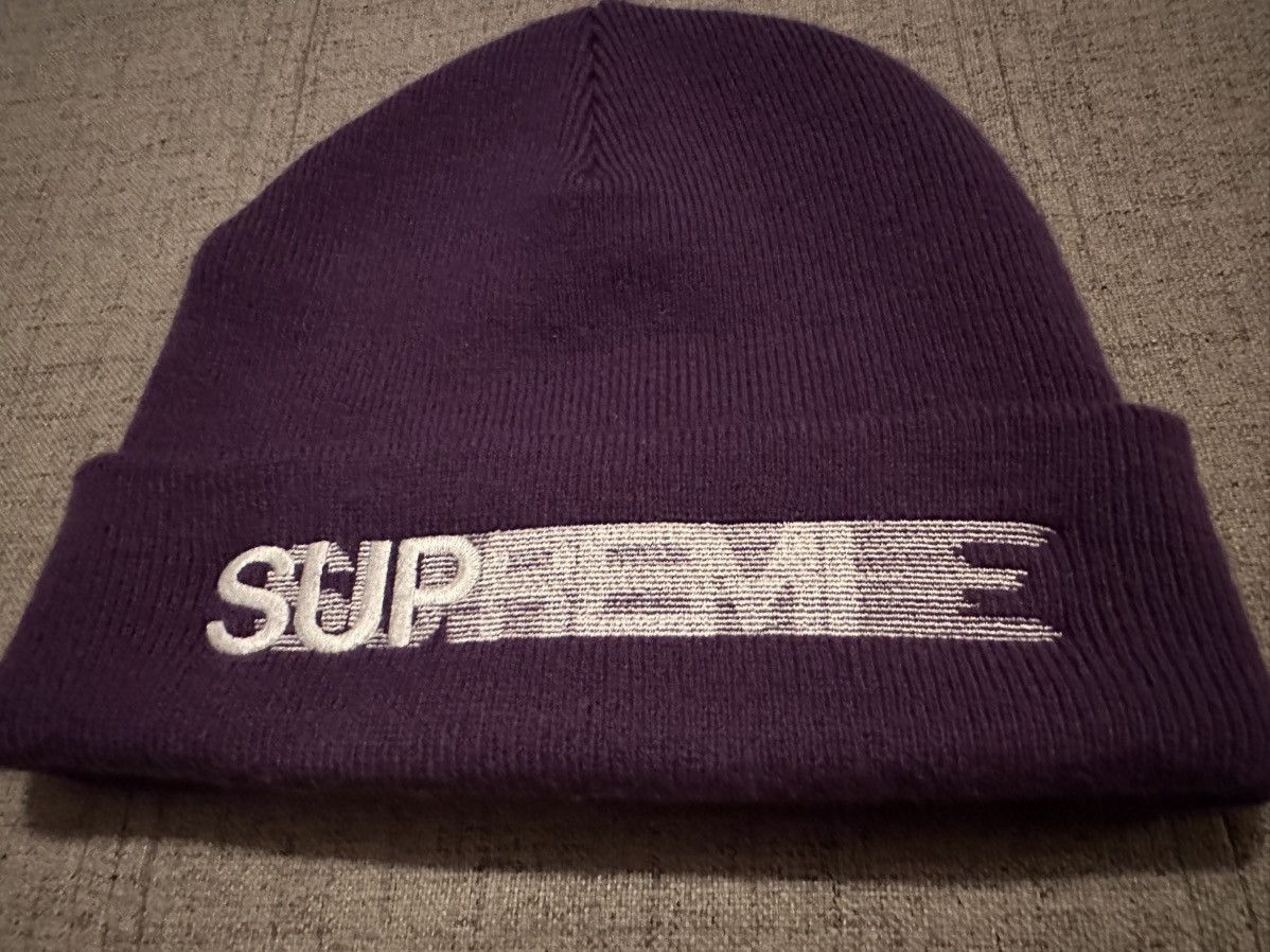Purple Supreme Motion Logo beanie