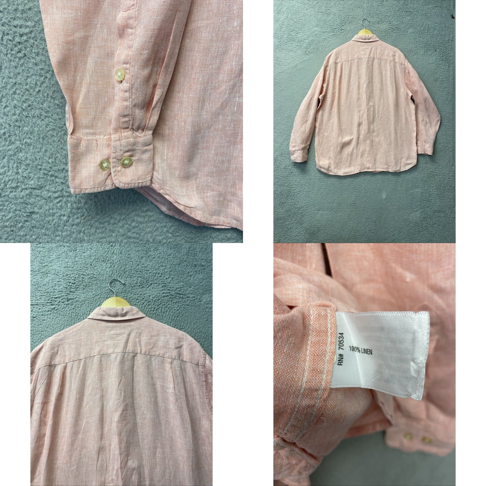 Orvis VINTAGE Orvis Men's Salmon Linen Shirt Long Sleeve Button-Down Casual Summer XL Size US XL / EU 56 / 4 - 8 Thumbnail