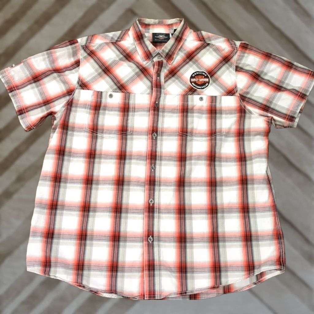 Harley Davidson Genuine HARLEY-DAVIDSON Patch Logo Button Shirt XXL Mens Shirt Short Sleeve Multicolor Plaid Embroidered Pocket Button-Up Casual Workwear Size US XXL / EU 58 / 5 - 1 Thumbnail