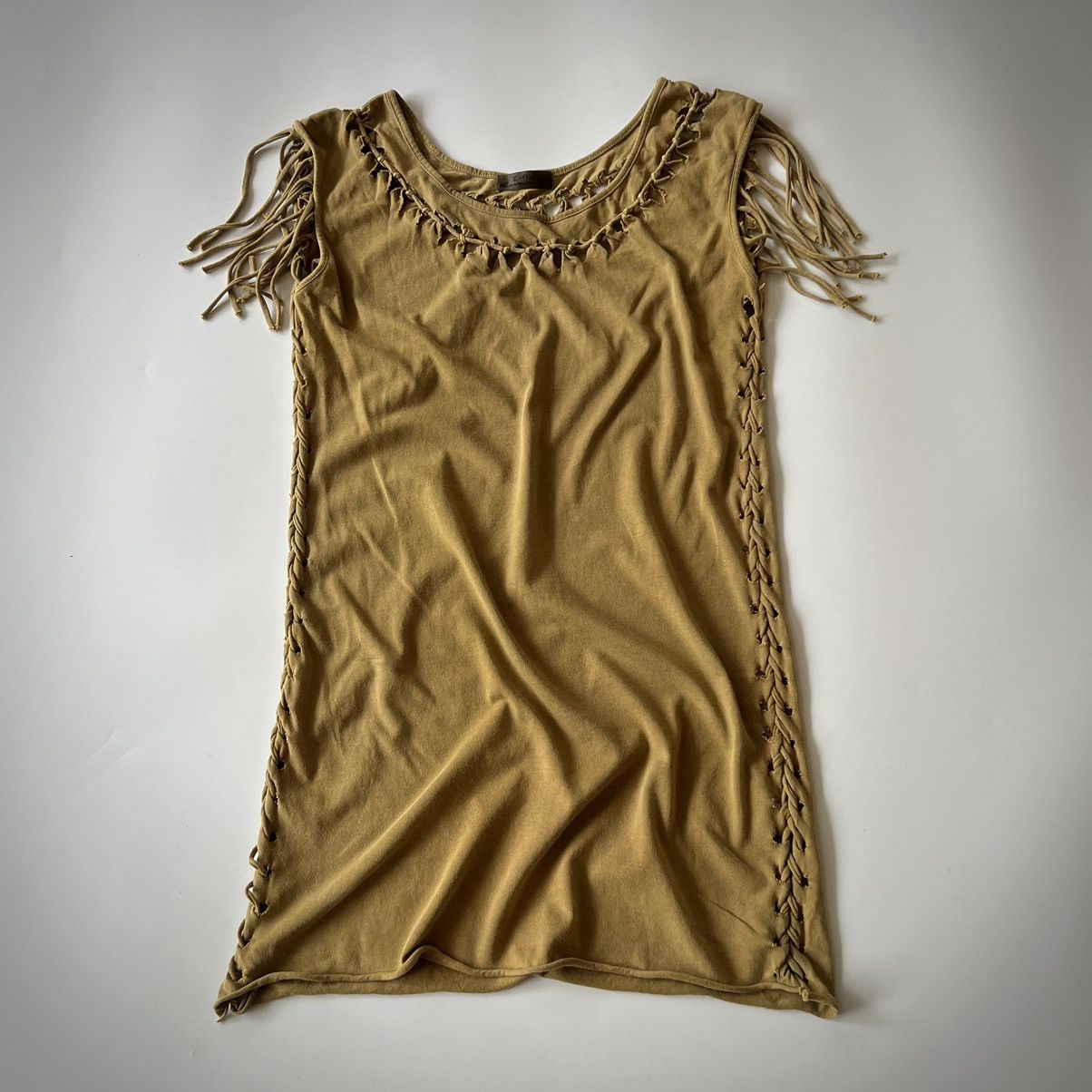 Japanese Brand Goa 00s Distressed Lace-up Fringe Tunic Size US XS / EU 42 / 0 - 1 Thumbnail