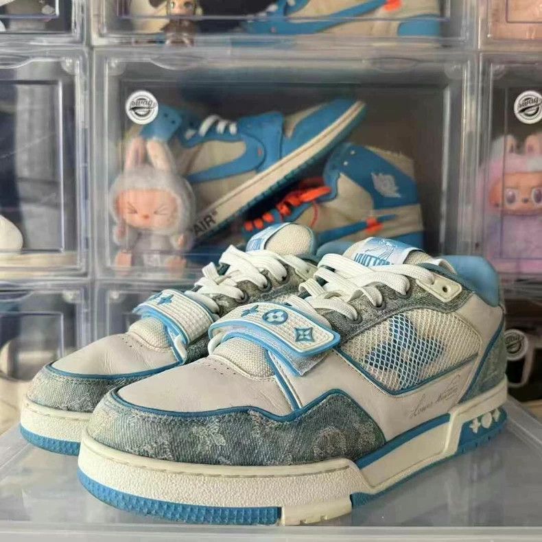 Louis Vuitton LV Trainer White Blue Sneakers - dmc Size US 9 / EU 42 - 1 Thumbnail