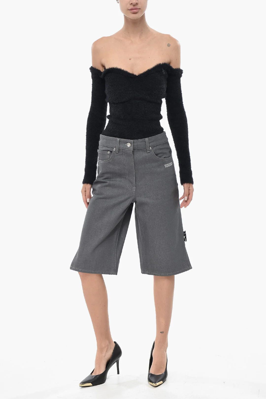 Off-White og1mm0426 5-Pocket Cotton Short in Grey Size 26" / US 2 / IT 38 - 4 Thumbnail