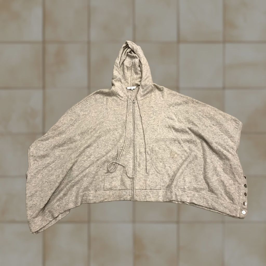 Vintage 360 CASHMERE Hoodie Cape Sweater Full Zip Jacket Women's SMALL Beige 100% Cashmere Caped Loose Fit Vintage? Size S / US 4 / IT 40 - 1 Thumbnail