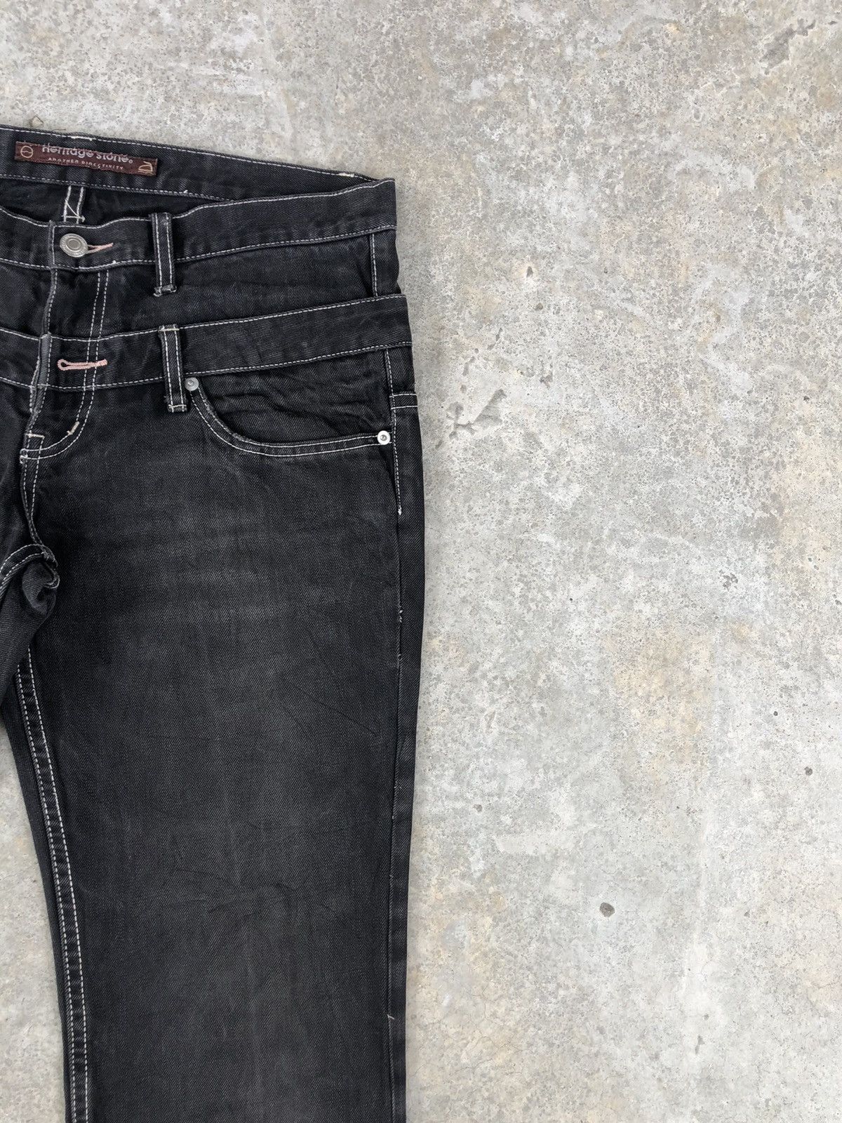 Japanese Brand Japanese Herritage Double Waist White Stitch Distressed Size US 32 / EU 48 - 5 Thumbnail