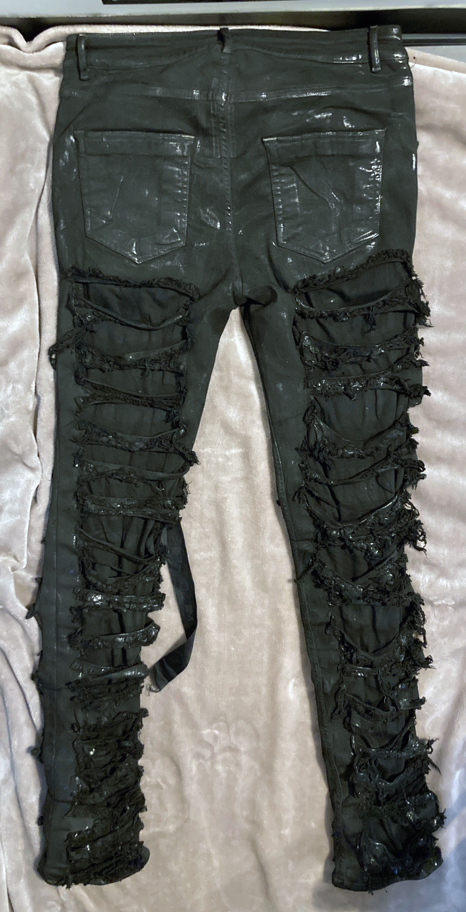 Rick Owens SLASHED TYRON CUT DENIM BLACK Size US 34 / EU 50 - 9 Thumbnail