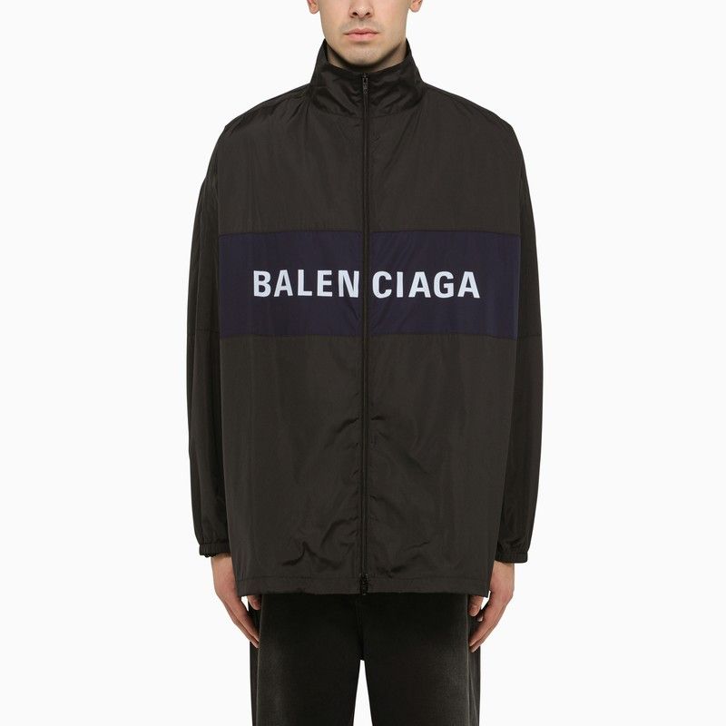 image of Balenciaga Lightweight Black Nylon Jacket With Logo, Men's (Size Small)