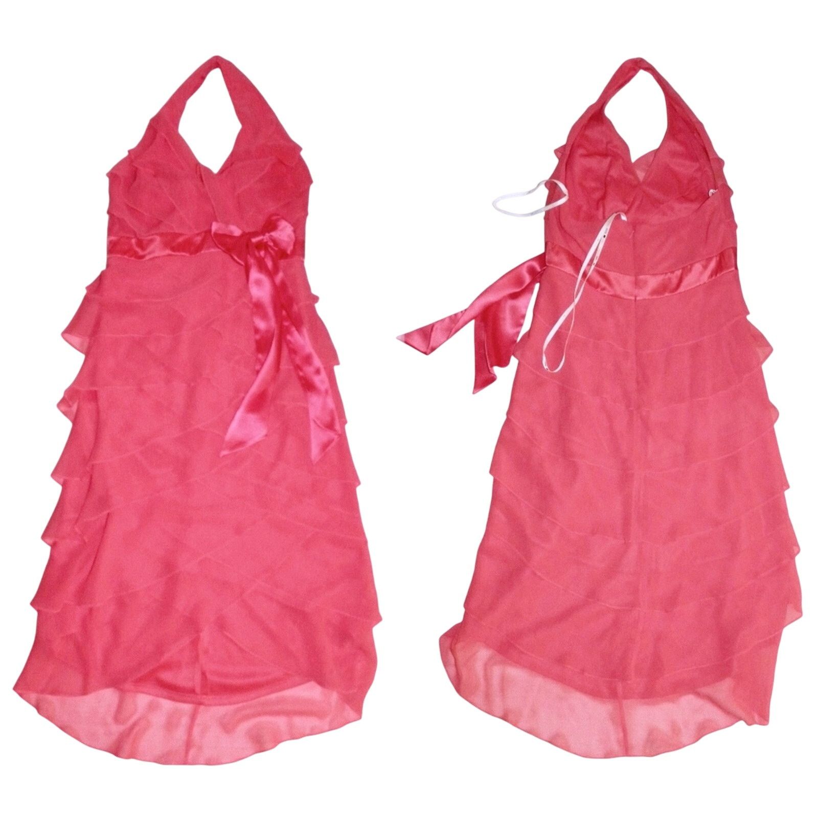 Tadashi Shoji Tadashi Pink Silk Cocktail Dress Flutter Halter Size M / US 6-8 / IT 42-44 - 2 Thumbnail