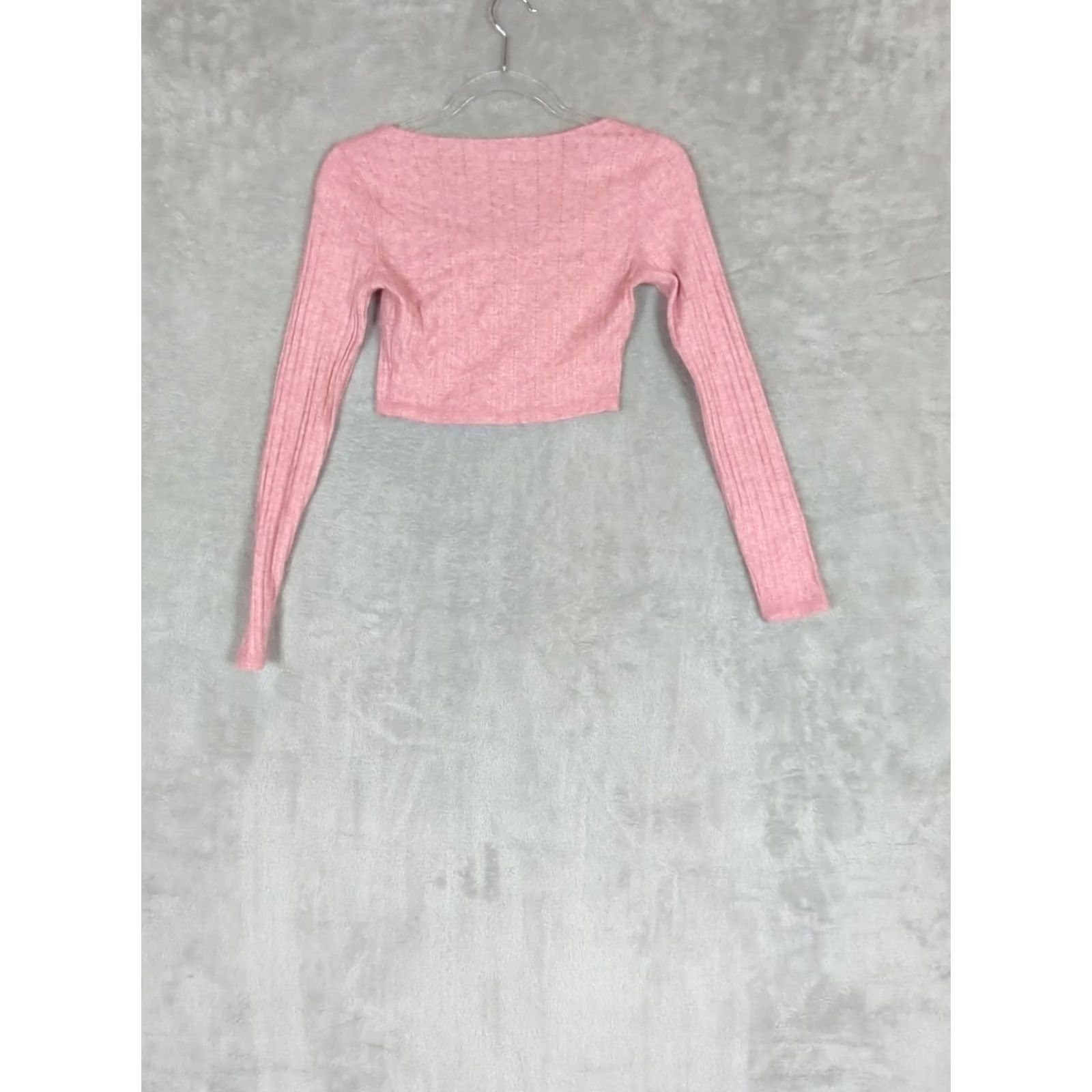 Aeropostale Aeropostale Womens S Pink Rayon blend Long Sleeve cropped Milkmaid Knit Top Size S / US 4 / IT 40 - 8 Thumbnail
