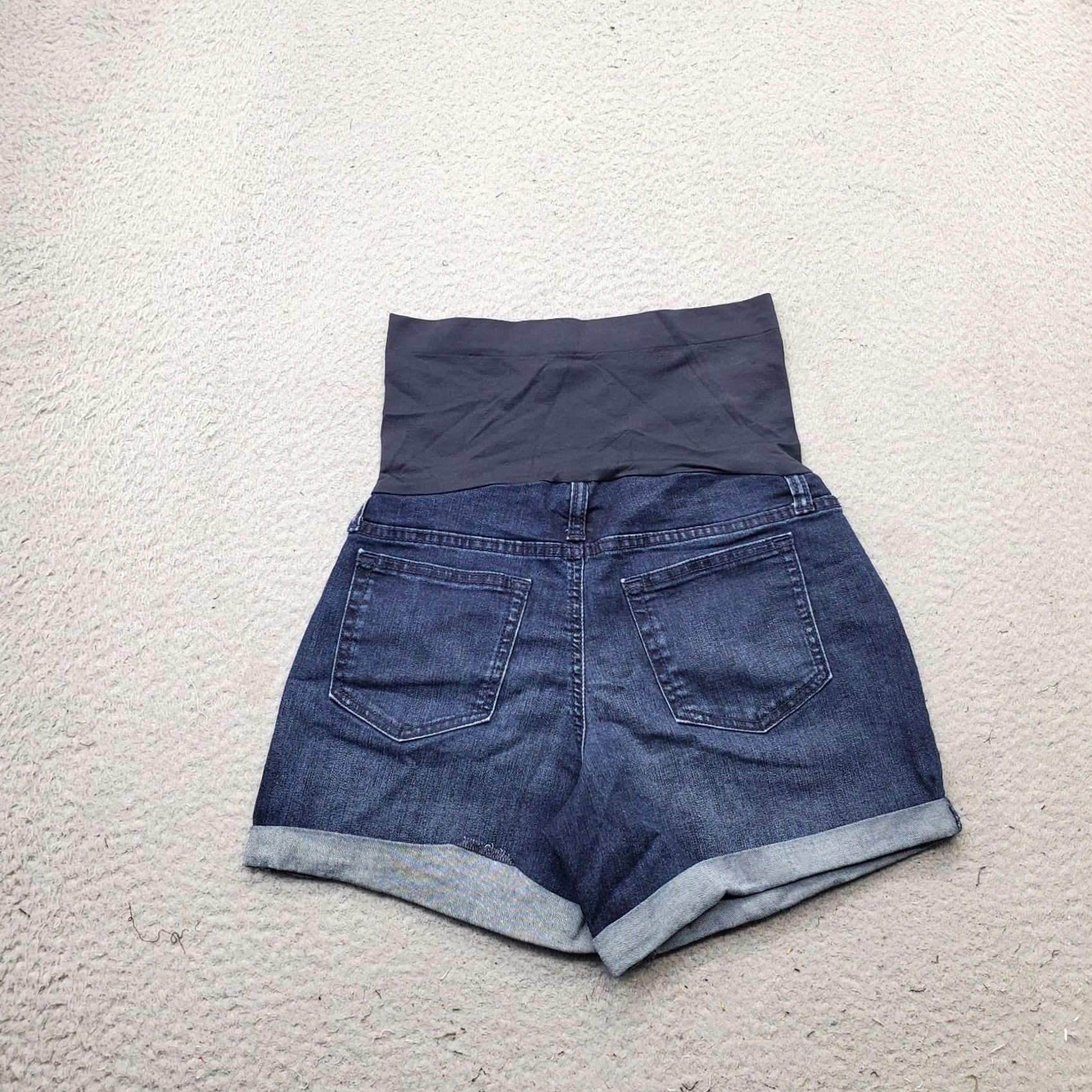 Vintage A Glow Womens 6 Blue Denim Stretch Boyfriend Shorts - Maternity, Cargo/Cuffed, 4.5" Inseam, Flat Front, 5-Pocket, Regular Fit, Casual Summer Shorts Size 28" / US 6 / IT 42 - 2 Thumbnail