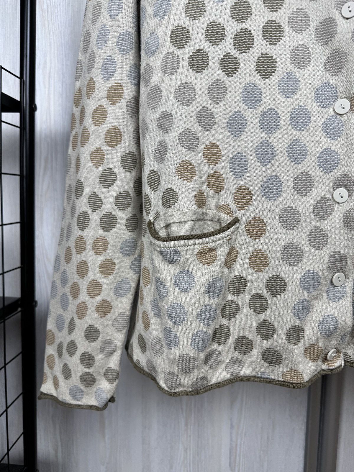Gudrun Sjoden Gudrun Sjoden Beige Quirky Polka-Dot cotton Cardigan Sweater Size L / US 10 / IT 46 - 4 Thumbnail