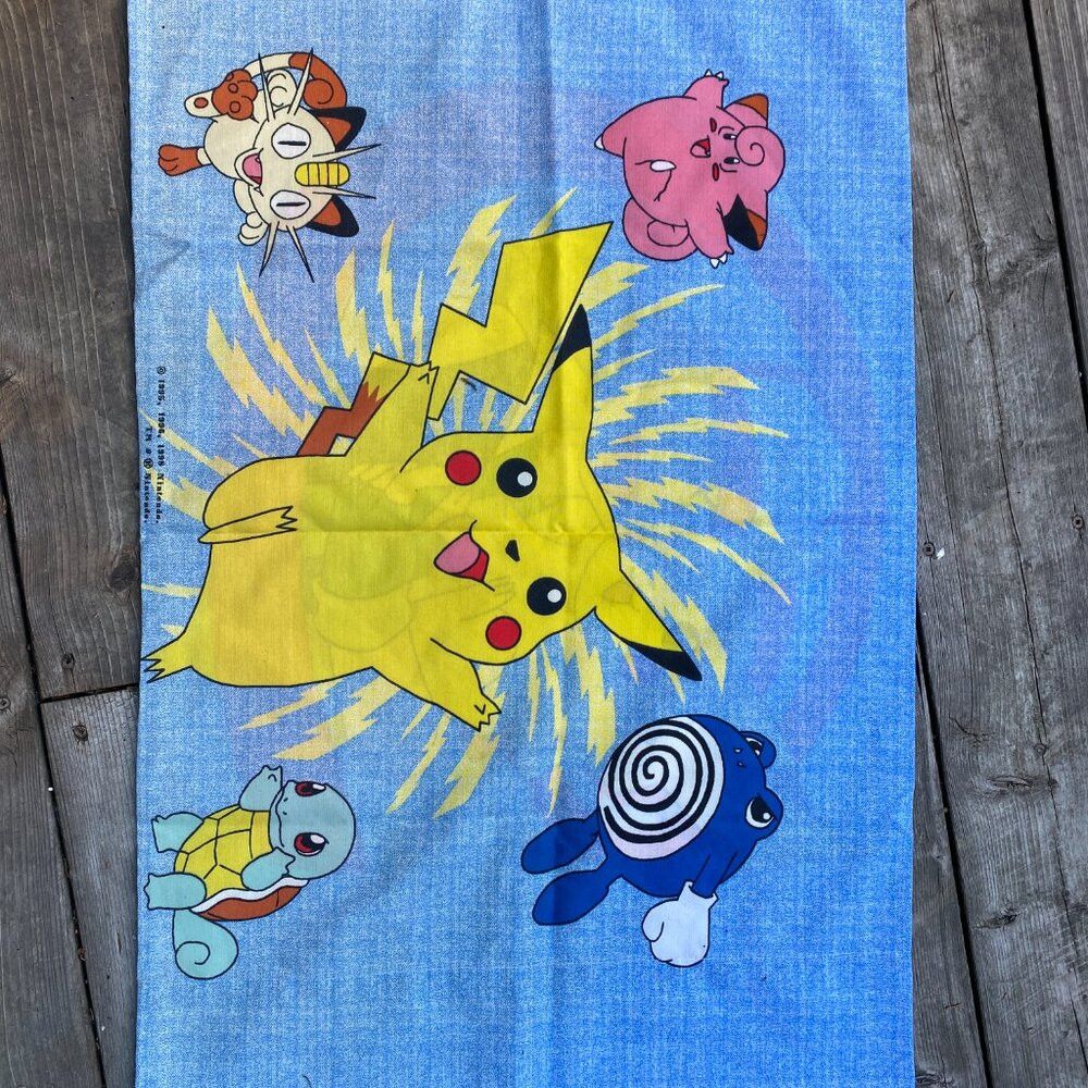 Pokemon × Vintage Vintage 1999 Pokémon Pillowcase Pikachu & Squirtle Y2K Size ONE SIZE - 4 Thumbnail