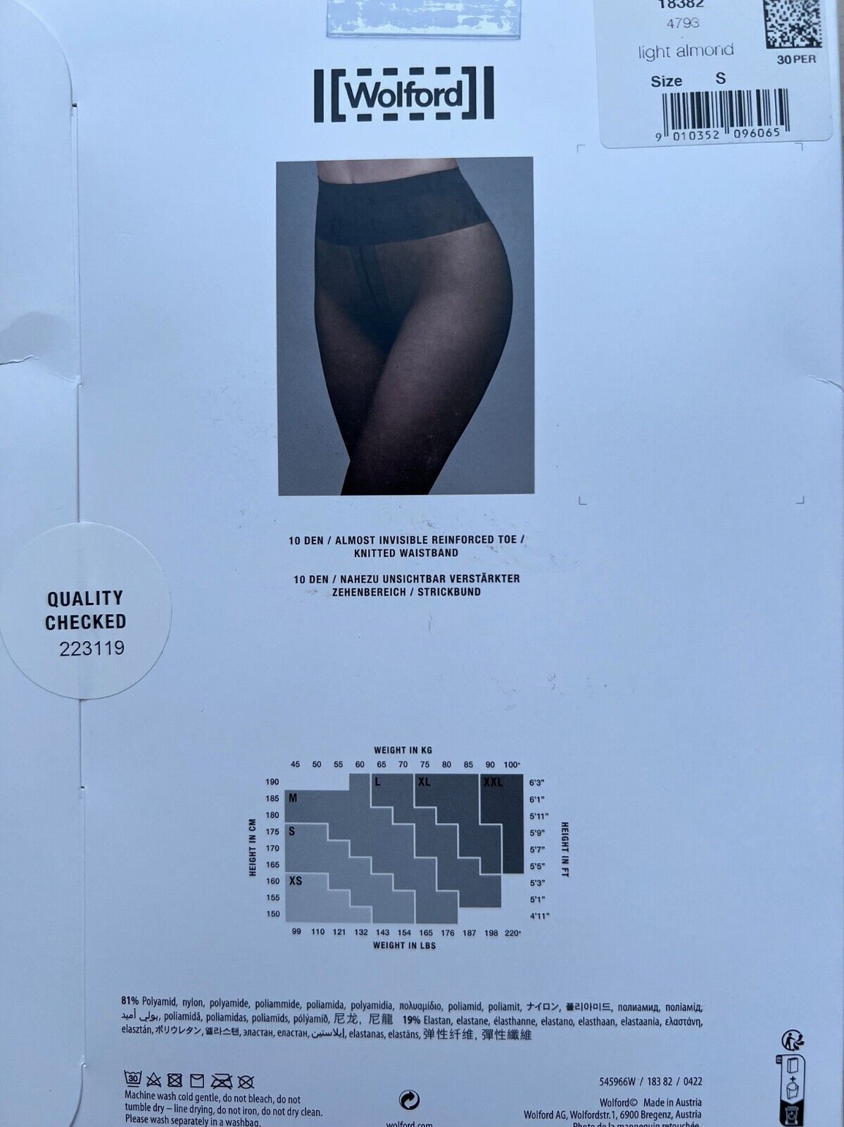 Wolford Wolford 18382 Individual 10 Den Tights Light Almond ( S ) Size ONE SIZE - 2 Thumbnail