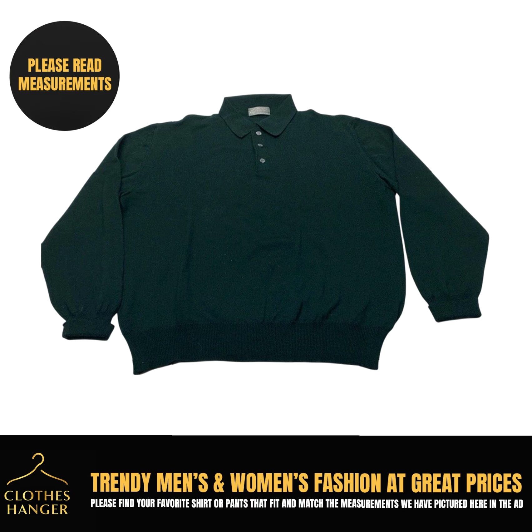 Lord & Taylor VINTAGE Lord & Taylor 1/2 Button Collard Sweater Merino Wool Men's Large Green Size US L / EU 52-54 / 3 - 2 Thumbnail