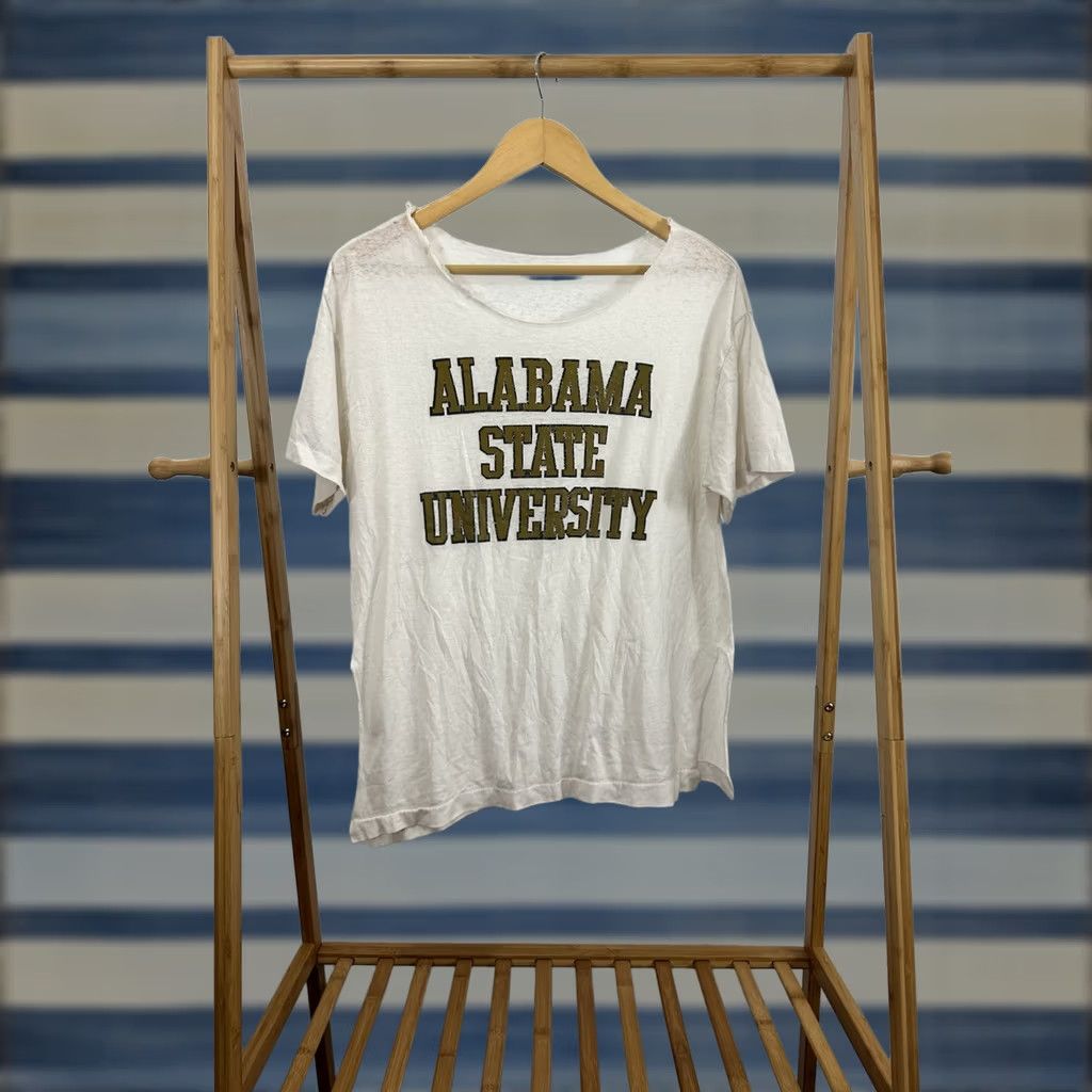 Vintage VINTAGE 80s Alabama State University HBCU Paper Thin Burnout Worn Chopped T-Shirt L Mens Cream Size US L / EU 52-54 / 3 - 1 Thumbnail