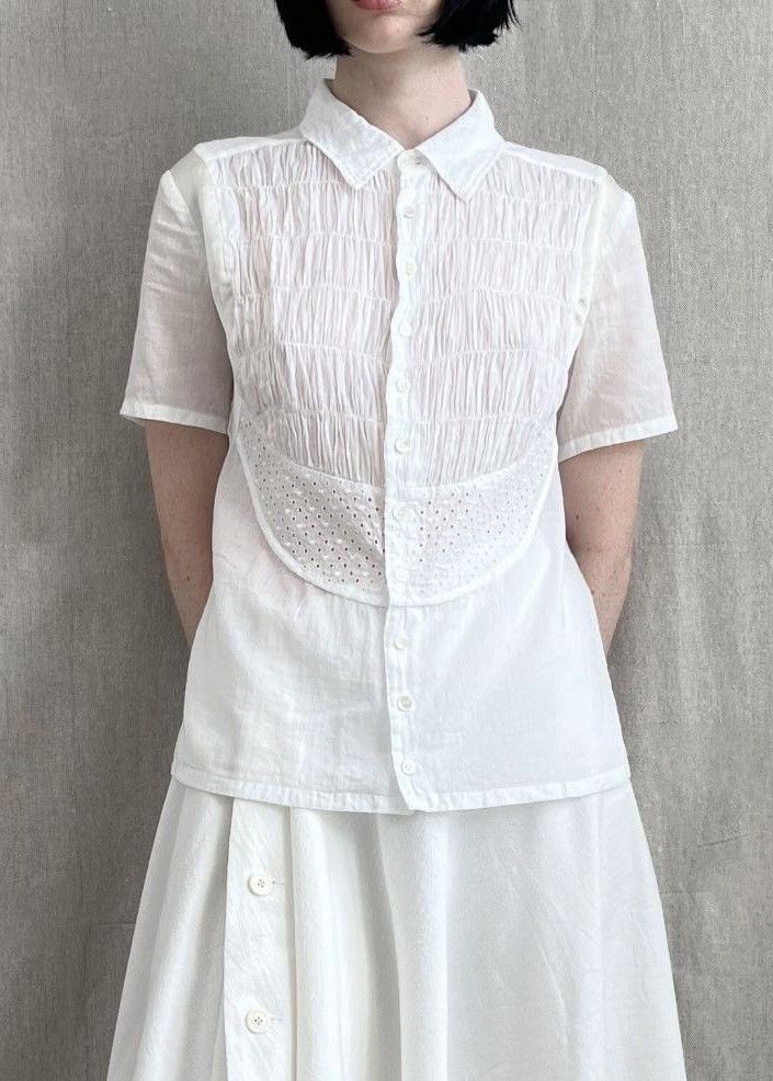 Sunao Kuwahara Airy Japanese Cotton Patchwork Blouse Size M / US 6-8 / IT 42-44 - 1 Thumbnail