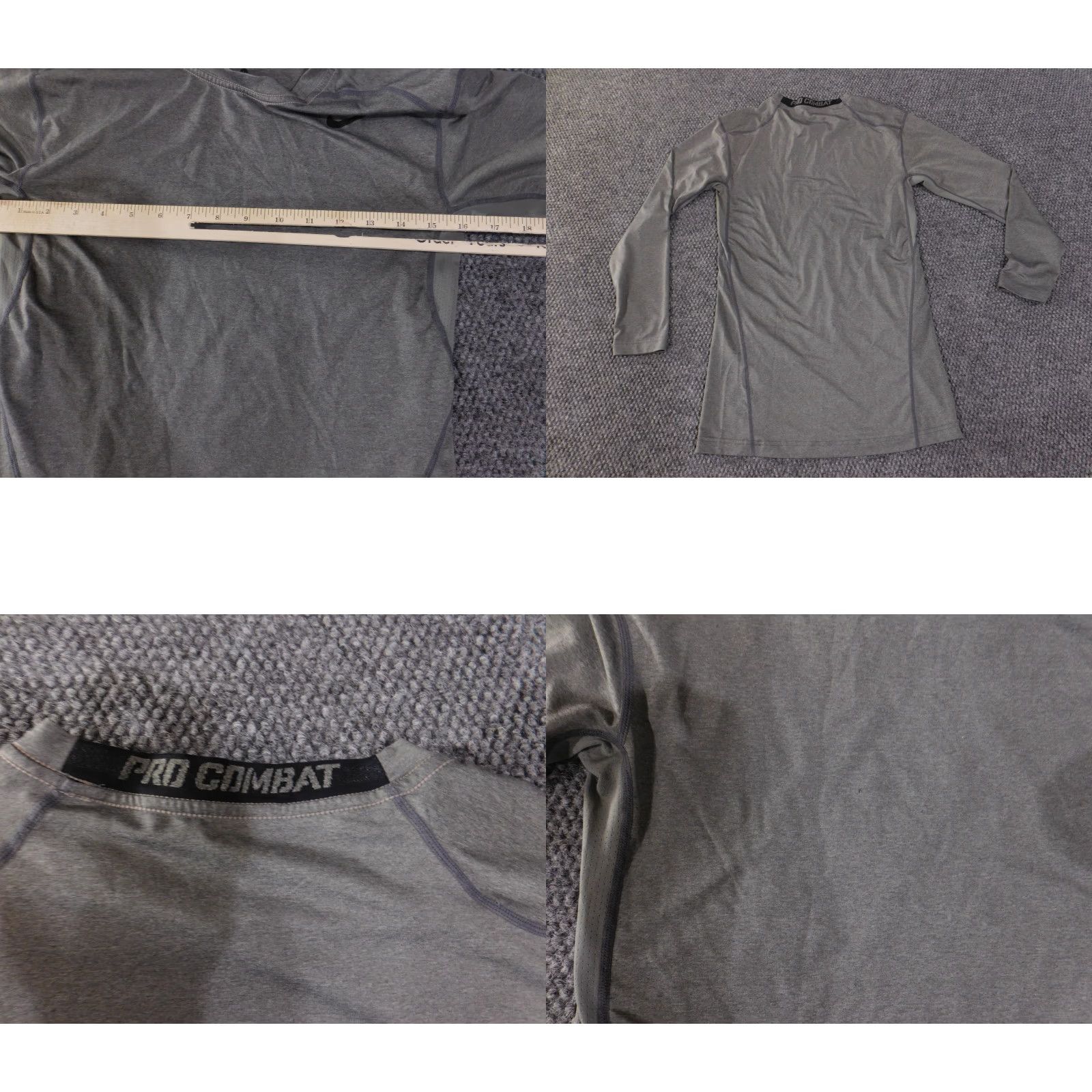 Nike Nike Pro Combat Shirt Womens Large Gray Dri Fit Long Sleeve Compression Athletic T-Shirt Size L / US 10 / IT 46 - 8 Thumbnail