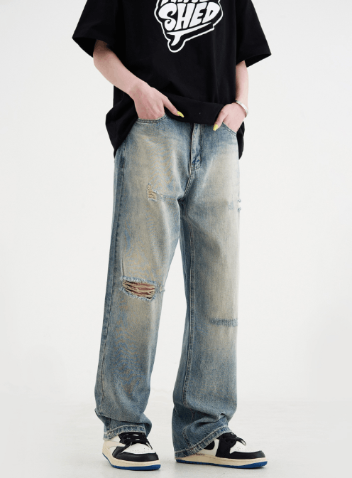 Japanese Brand American high street washed distressed vintage ripped jeans Size US 32 / EU 48 - 4 Thumbnail